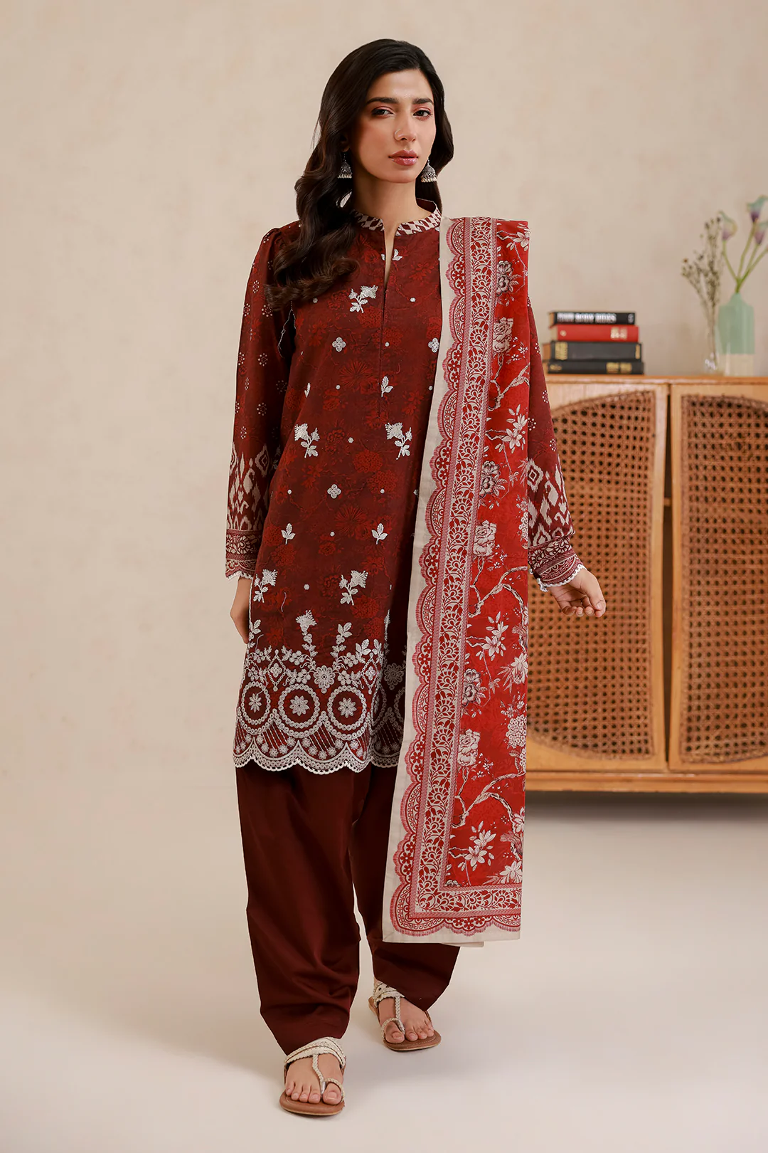 Embroidered Shirt Shalwar Dupatta - 0779 - Image 6