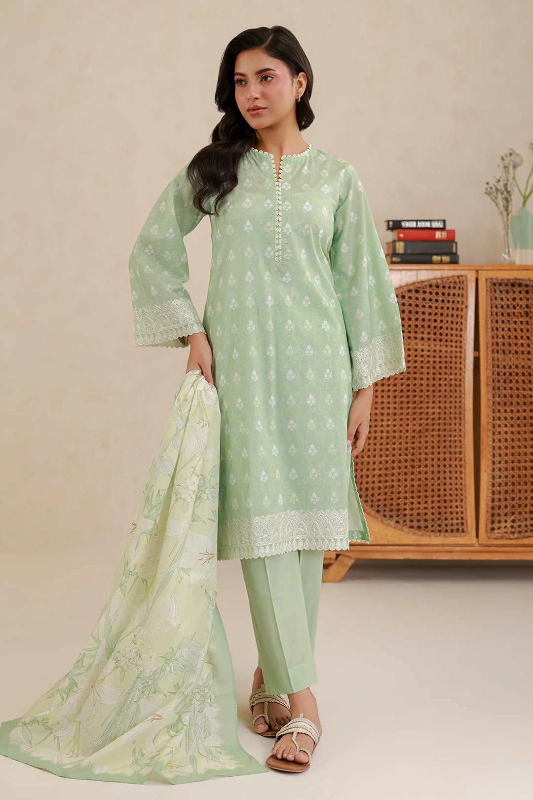 Embroidered Shirt Shalwar Dupatta - 0780 - Image 6