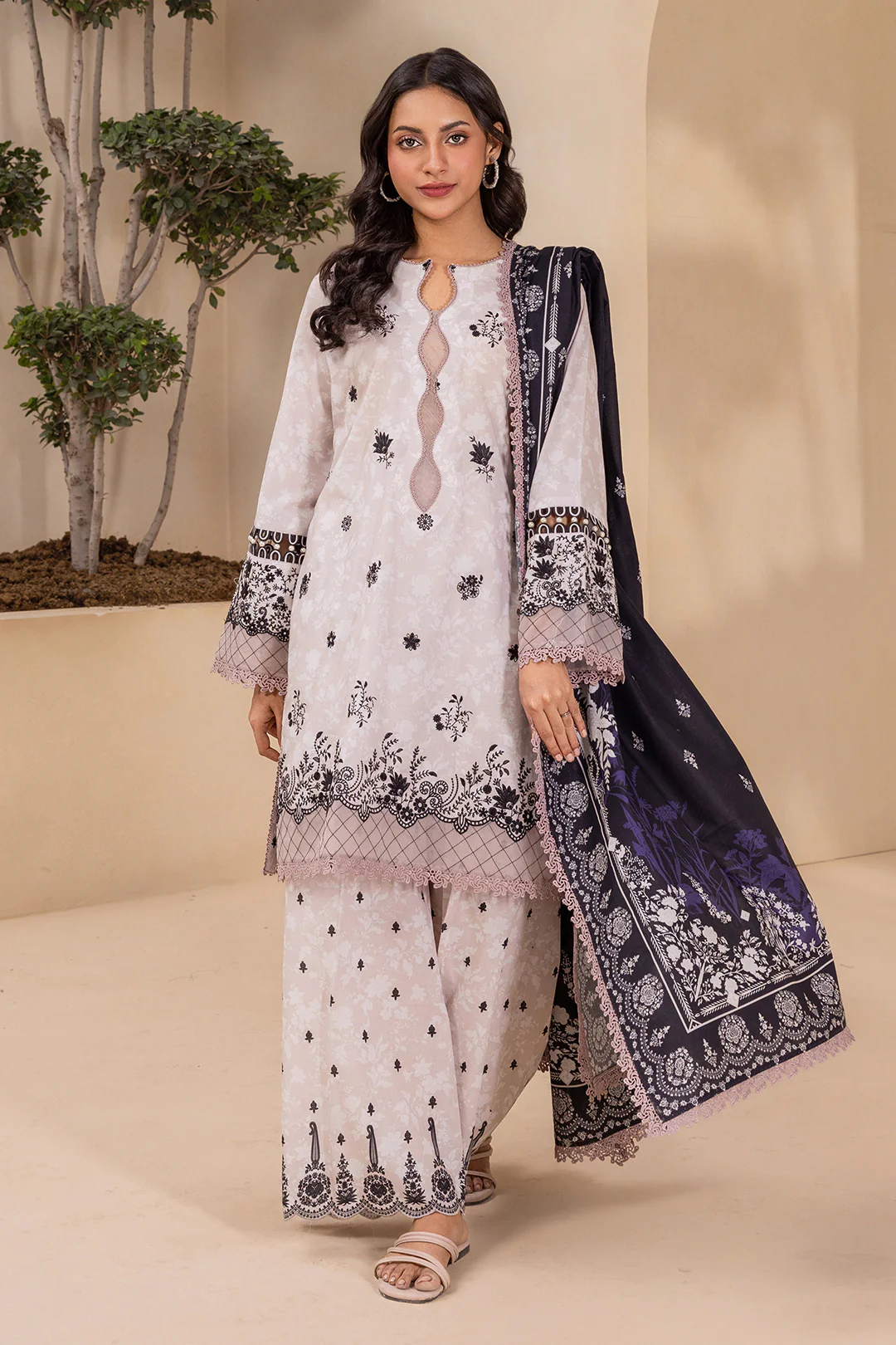 Embroidered Shirt Shalwar Dupatta - 0782 - Image 3