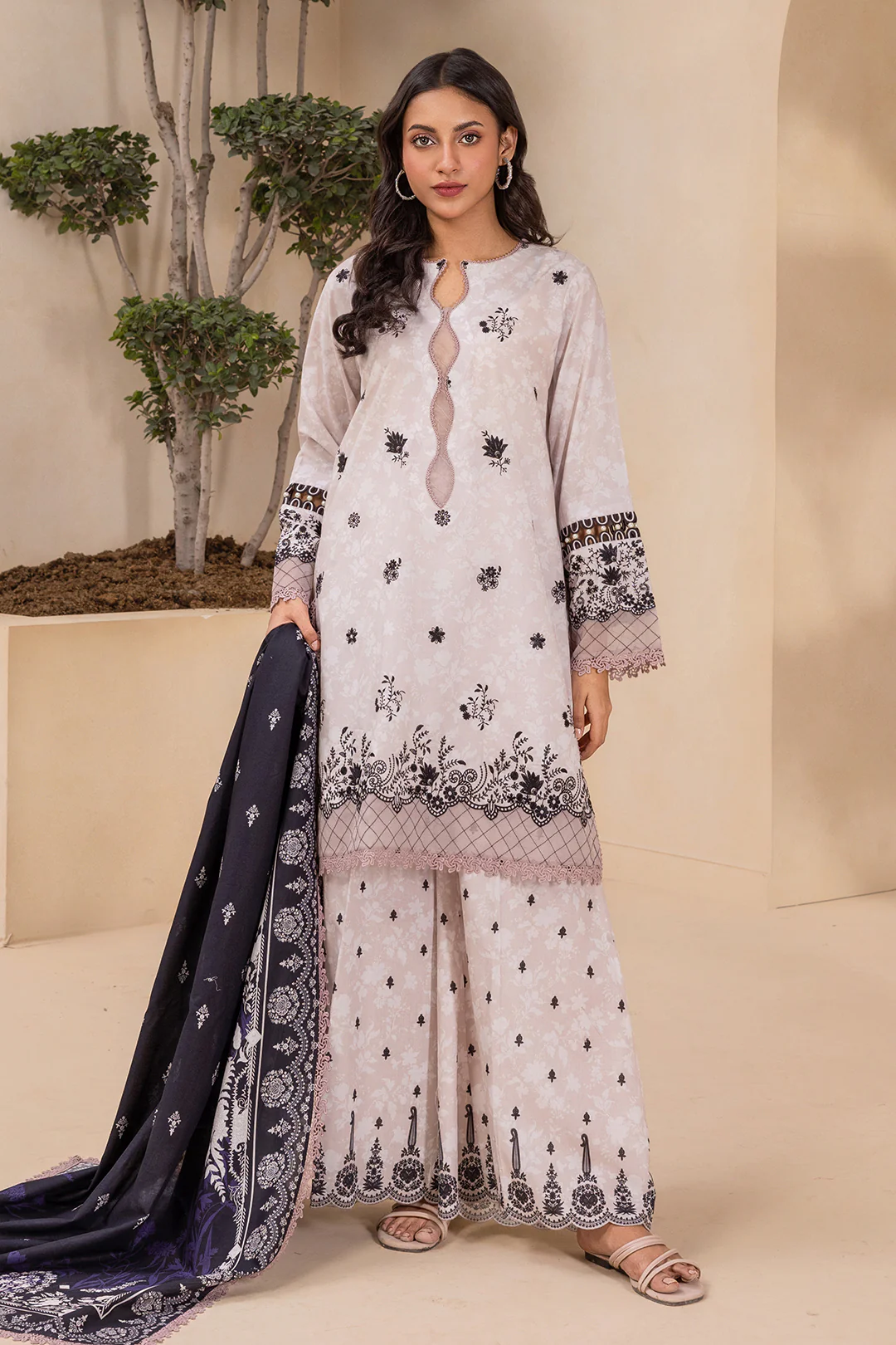 Embroidered Shirt Shalwar Dupatta - 0782 - Image 4