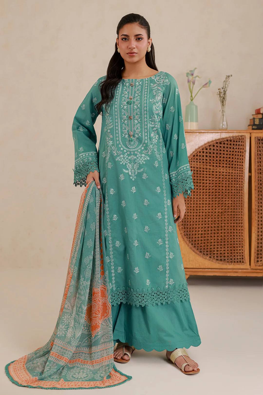 Embroidered Shirt Shalwar Dupatta - 0784 - Image 3