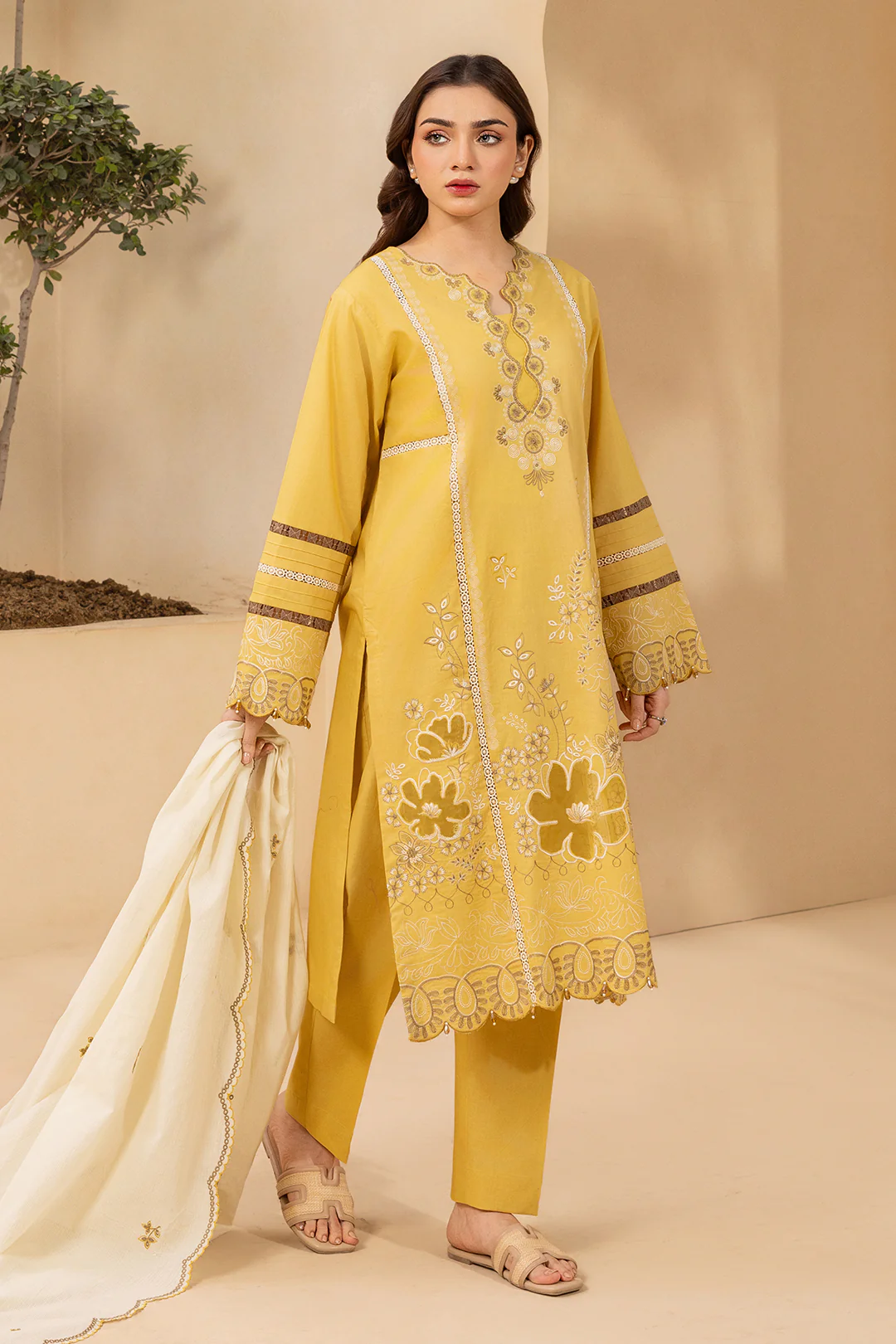 Embroidered Shirt Shalwar Dupatta - 0785 - Image 4