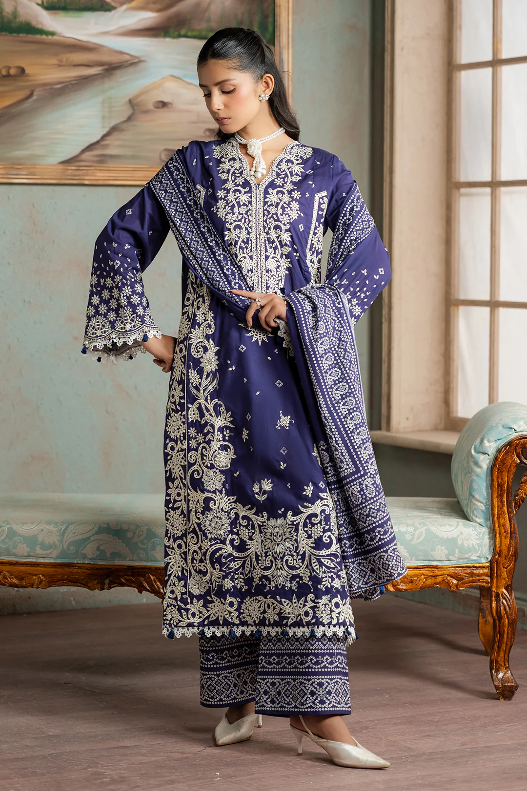 Embroidered Shirt Shalwar Dupatta - 0788 - Image 7