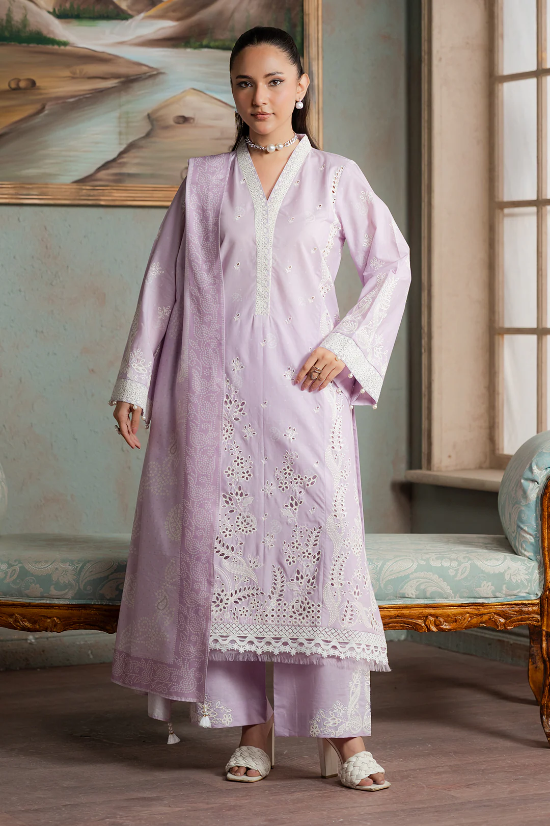 Embroidered Shirt Shalwar Dupatta - 0792 - Image 2