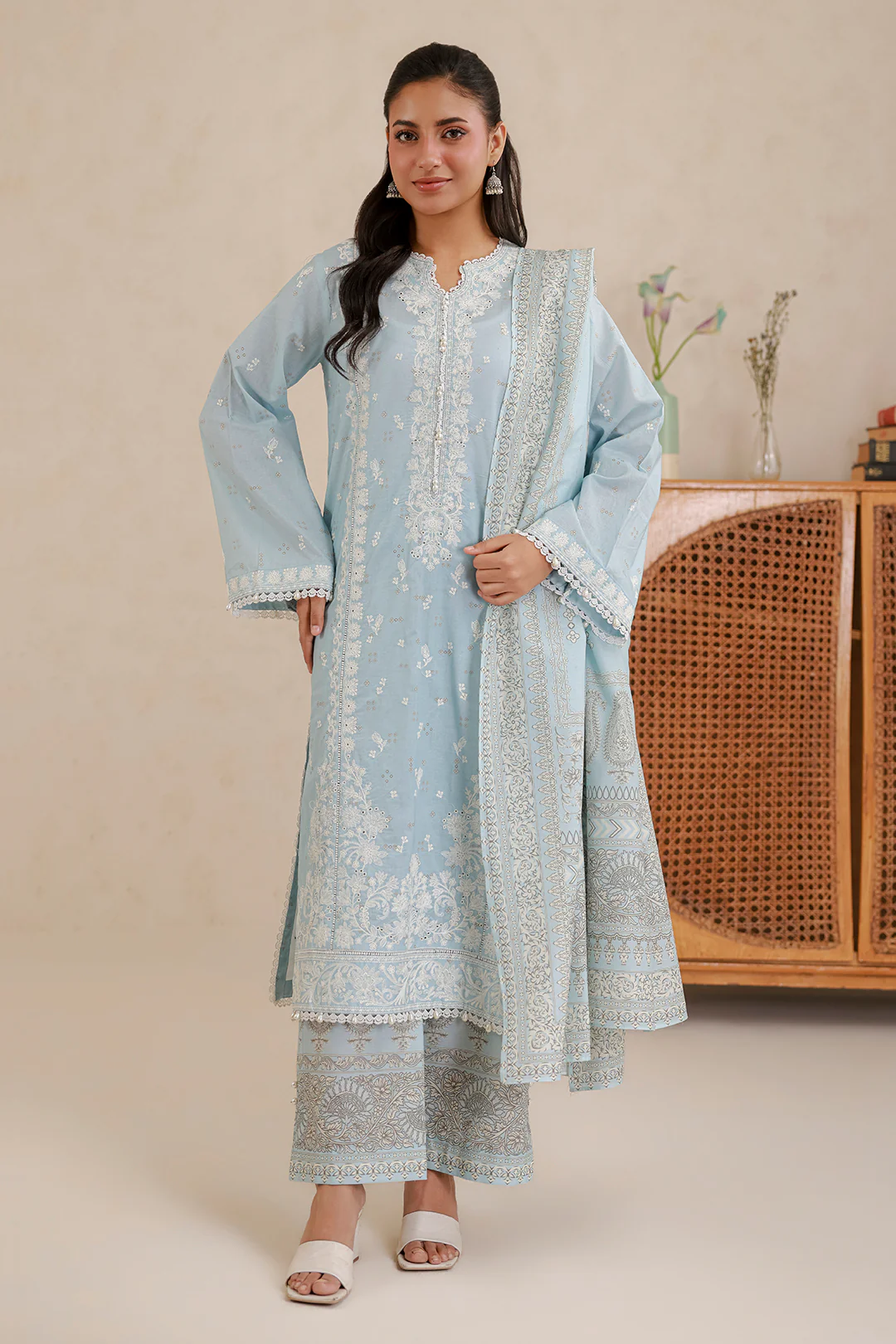 Embroidered Shirt Shalwar Dupatta - 0798 - Image 2