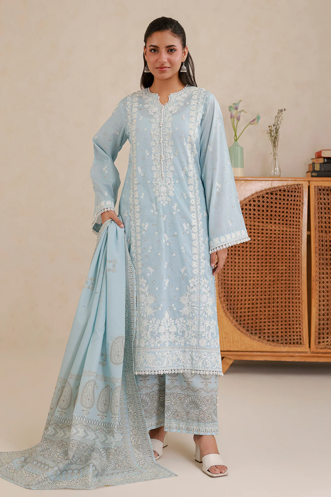 Embroidered Shirt Shalwar Dupatta - 0798 - Image 3
