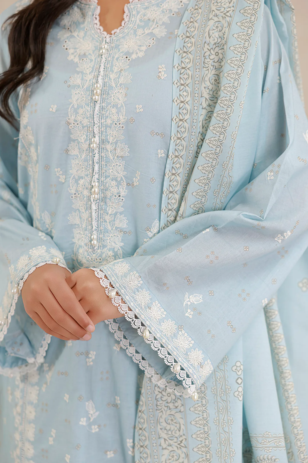 Embroidered Shirt Shalwar Dupatta - 0798 - Image 6