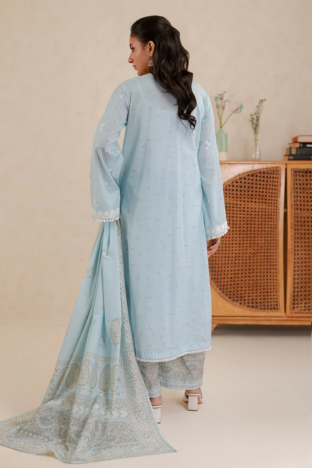 Embroidered Shirt Shalwar Dupatta - 0798 - Image 7