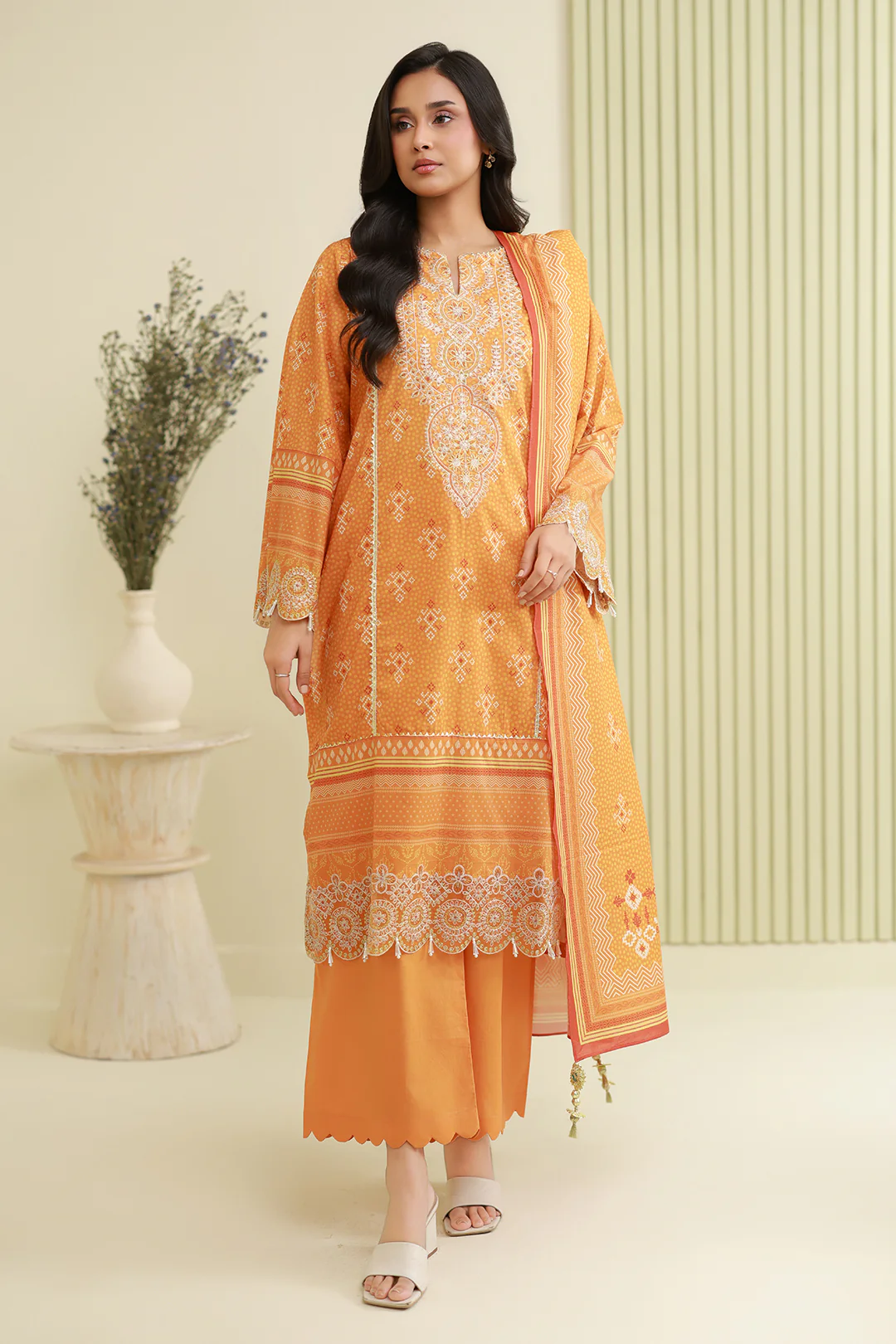 Embroidered Shirt Shalwar Dupatta - 0842 - Image 7