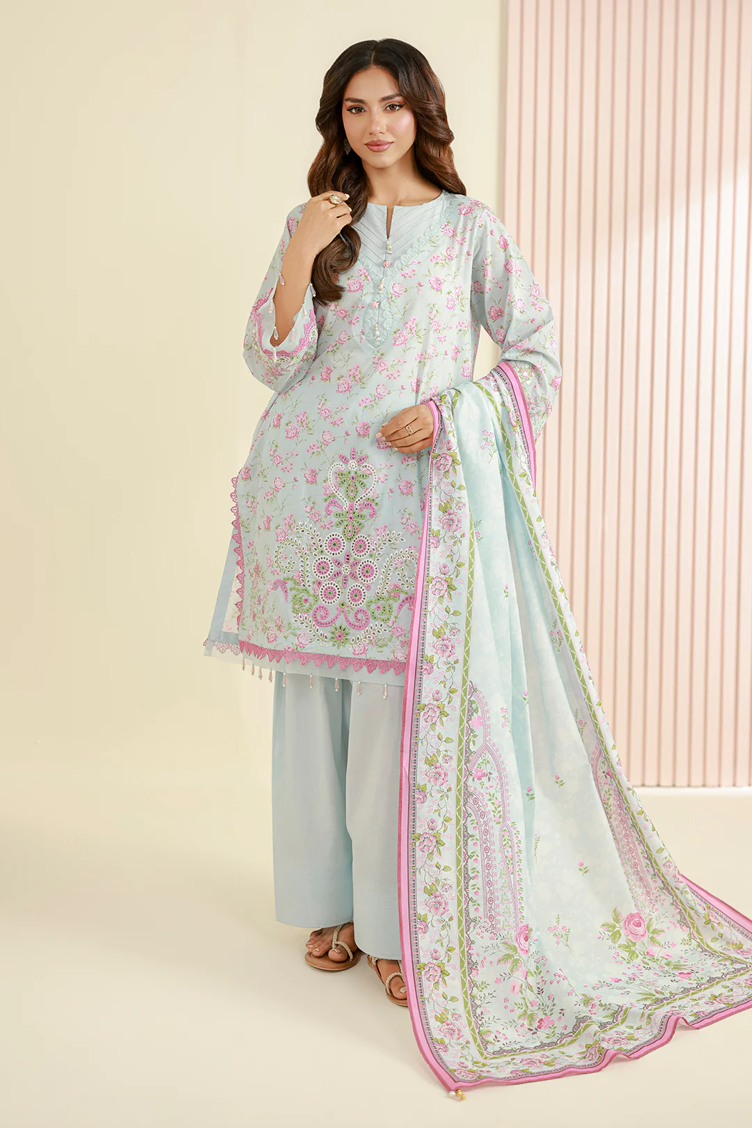 Embroidered Shirt Shalwar Dupatta - 0844 - Image 4