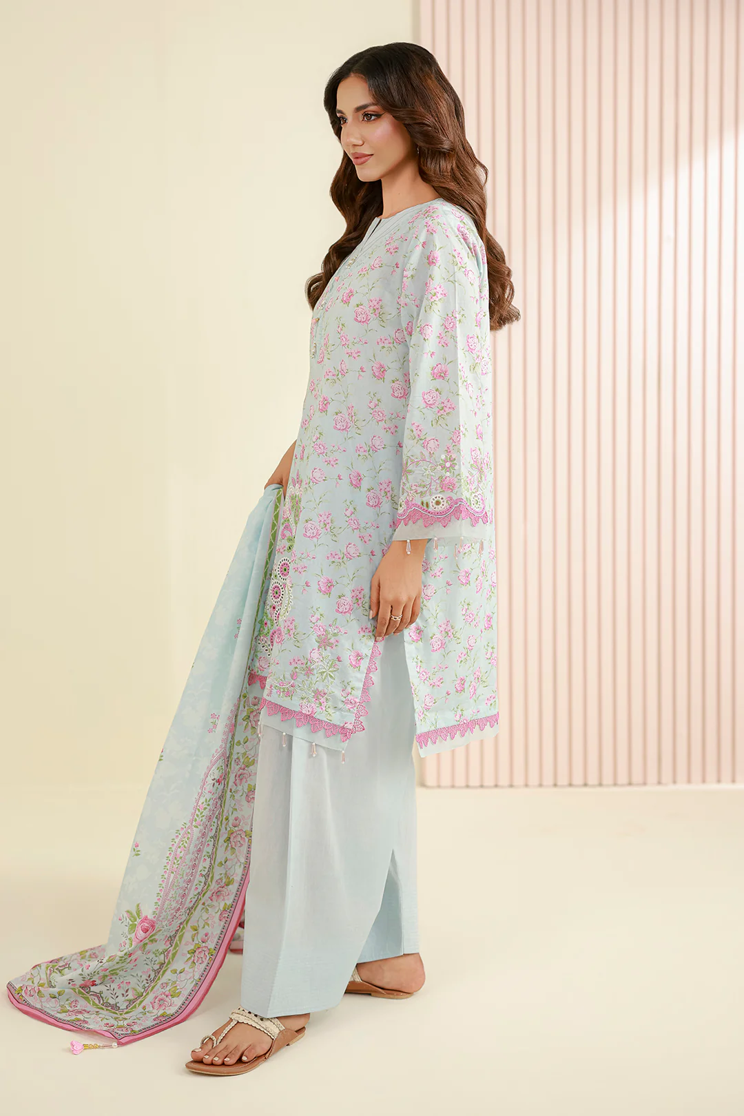Embroidered Shirt Shalwar Dupatta - 0844 - Image 6