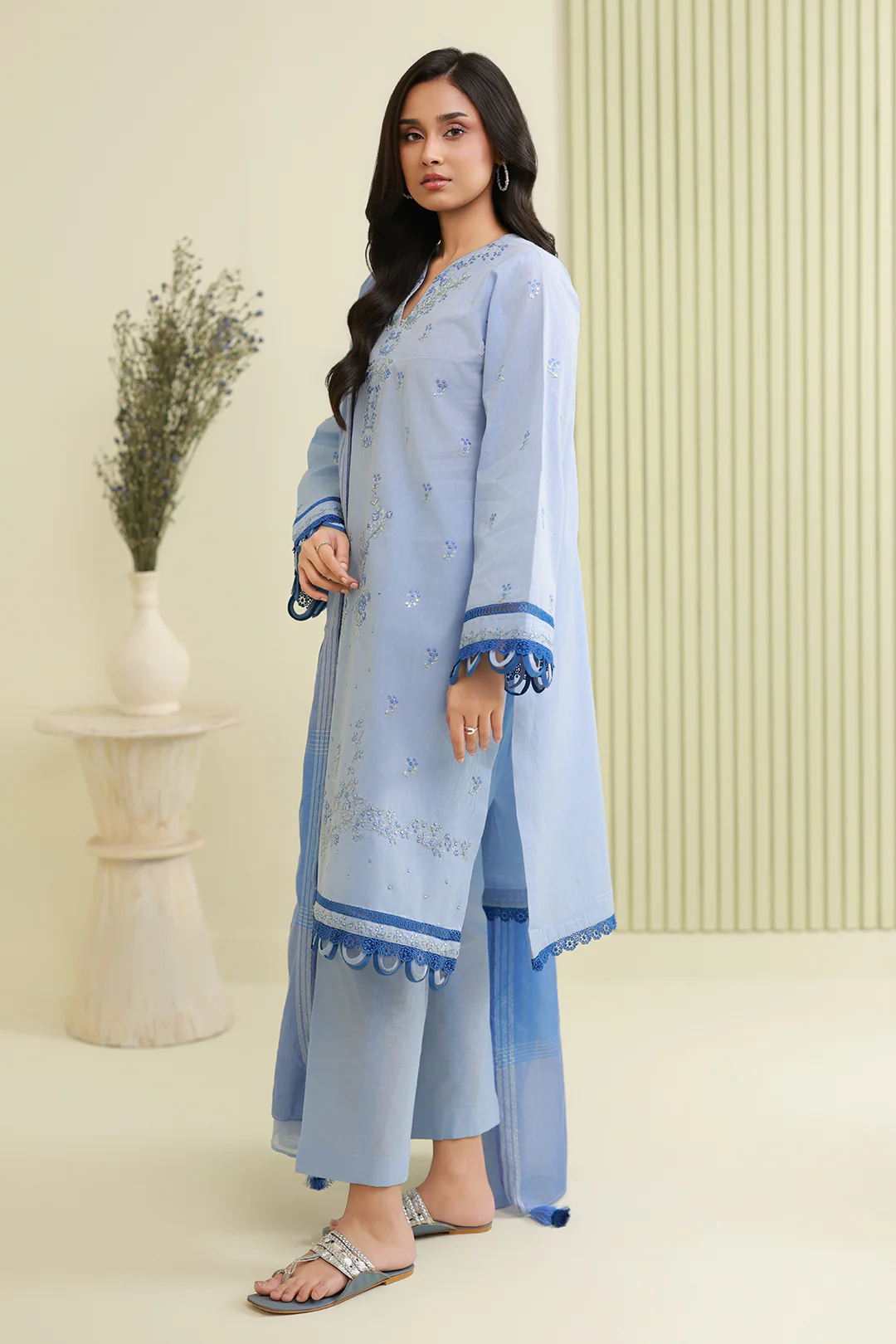 Embroidered Shirt Shalwar Dupatta - 0846 - Image 7