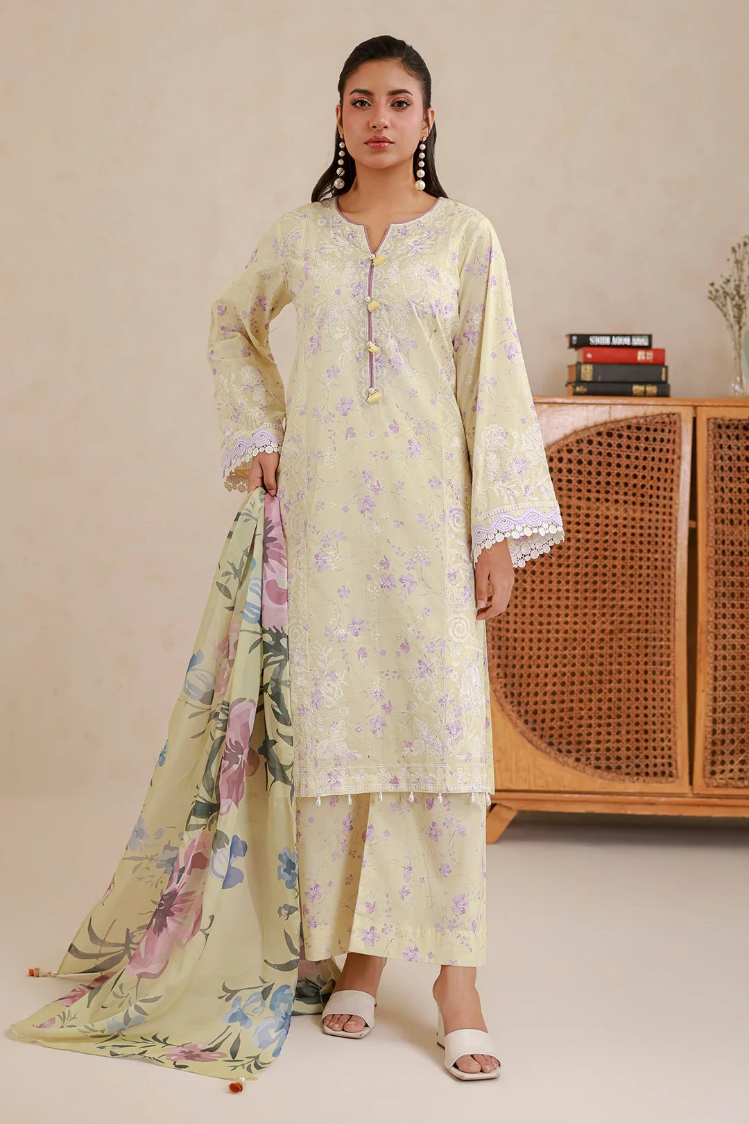 Embroidered Shirt Shalwar Dupatta - 0850 - Image 4