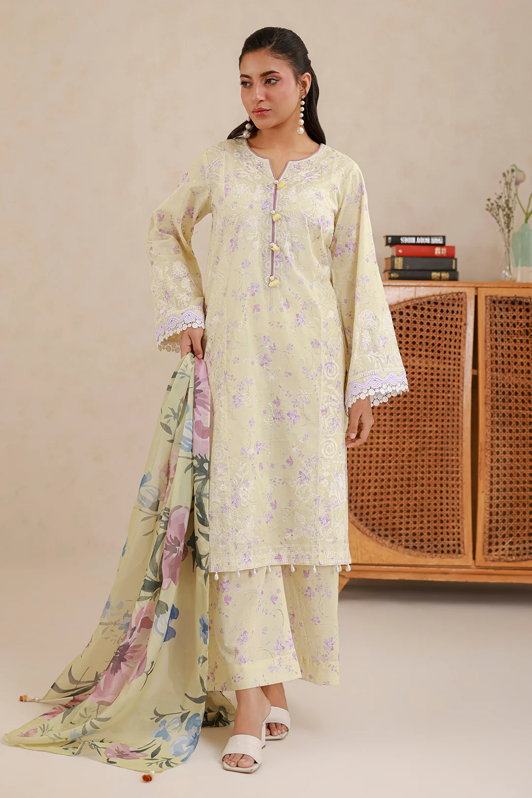 Embroidered Shirt Shalwar Dupatta - 0850 - Image 7