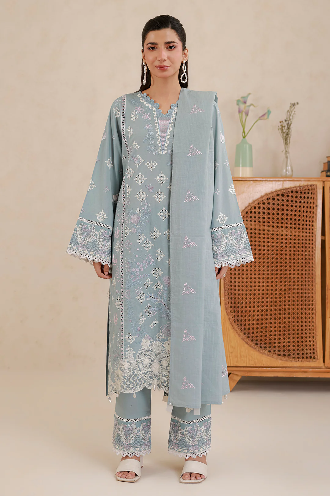 Embroidered Shirt Shalwar Dupatta - 0860 - Image 2
