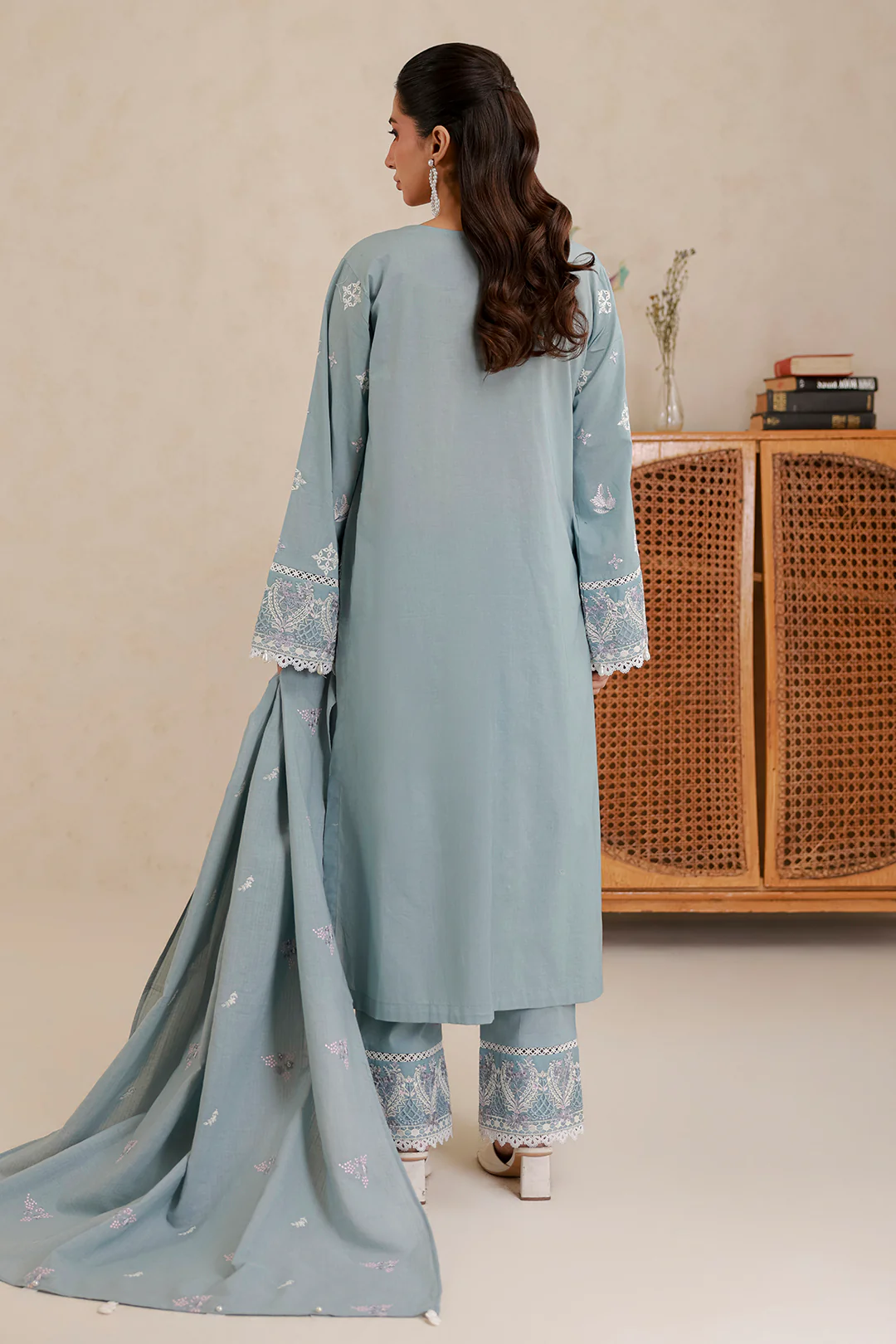 Embroidered Shirt Shalwar Dupatta - 0860 - Image 7