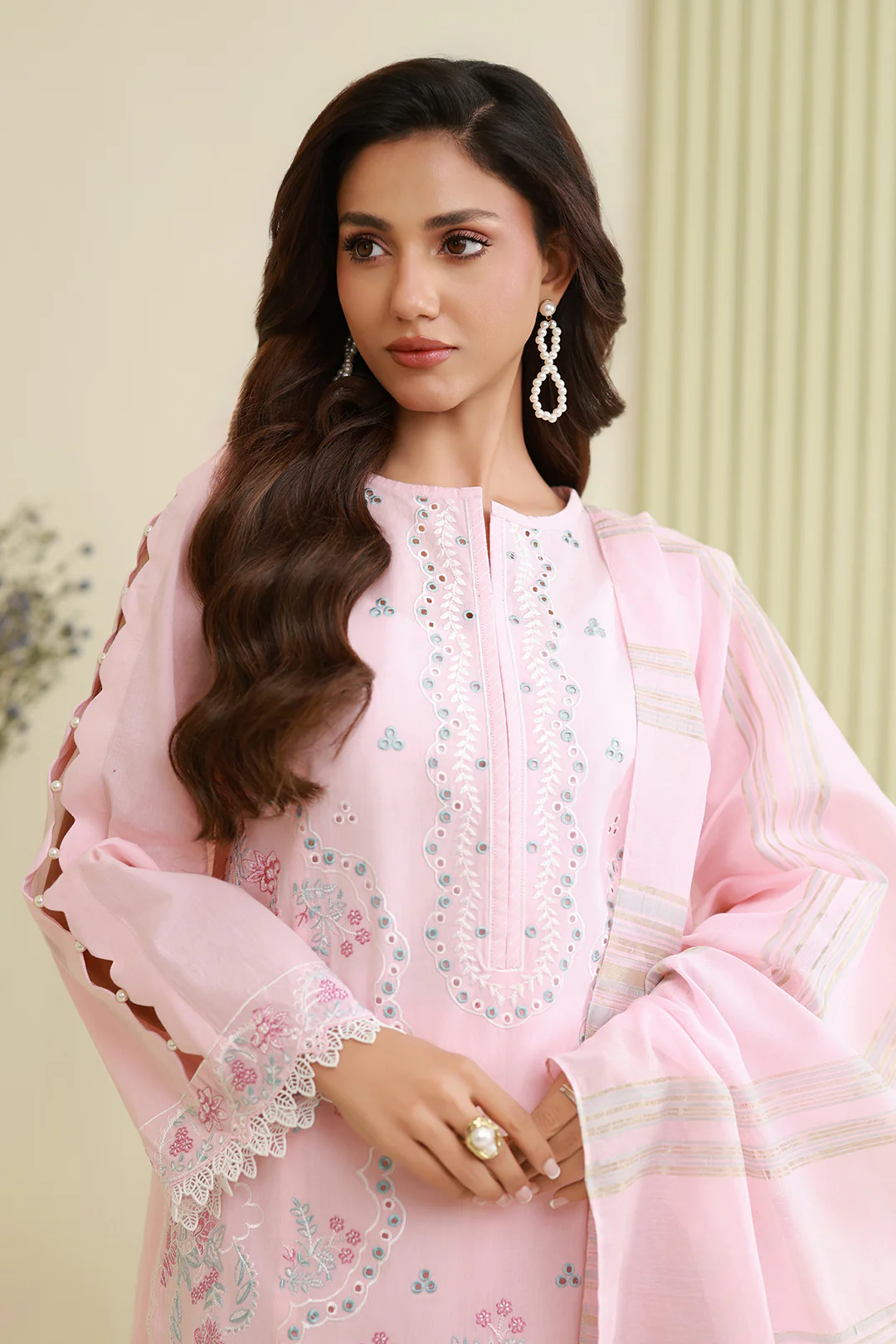 Embroidered Shirt Shalwar Dupatta - 0908 - Image 2