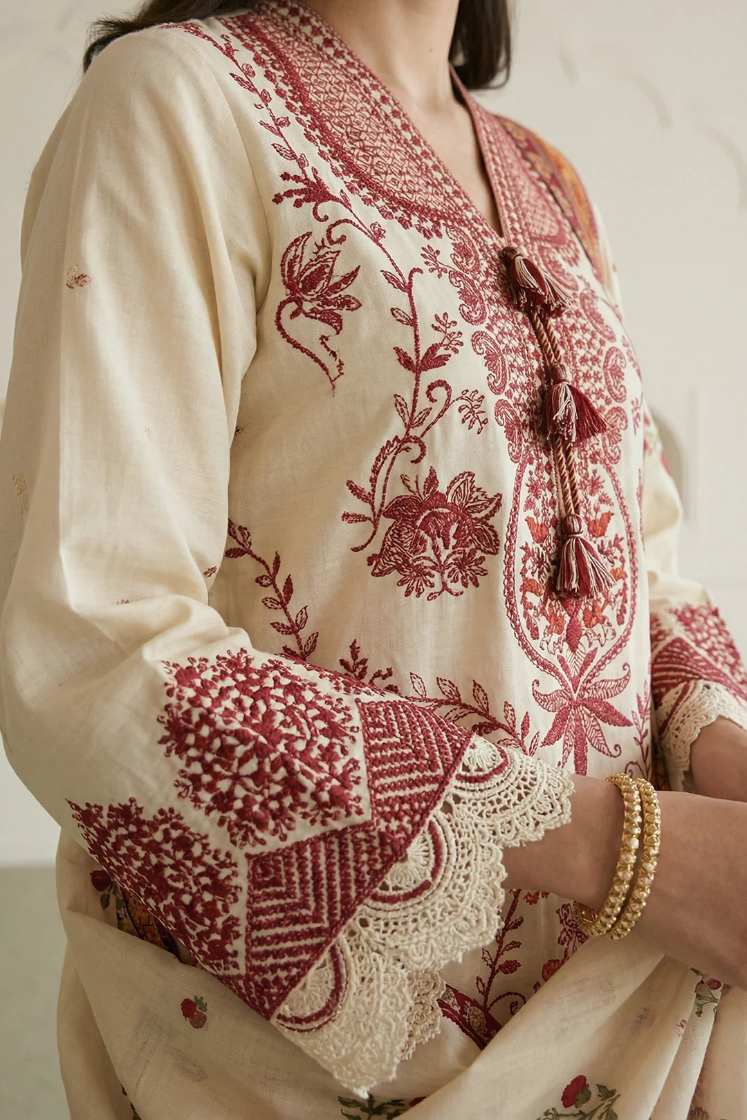 Embroidered Shirt Shalwar Dupatta - 0912 - Image 4