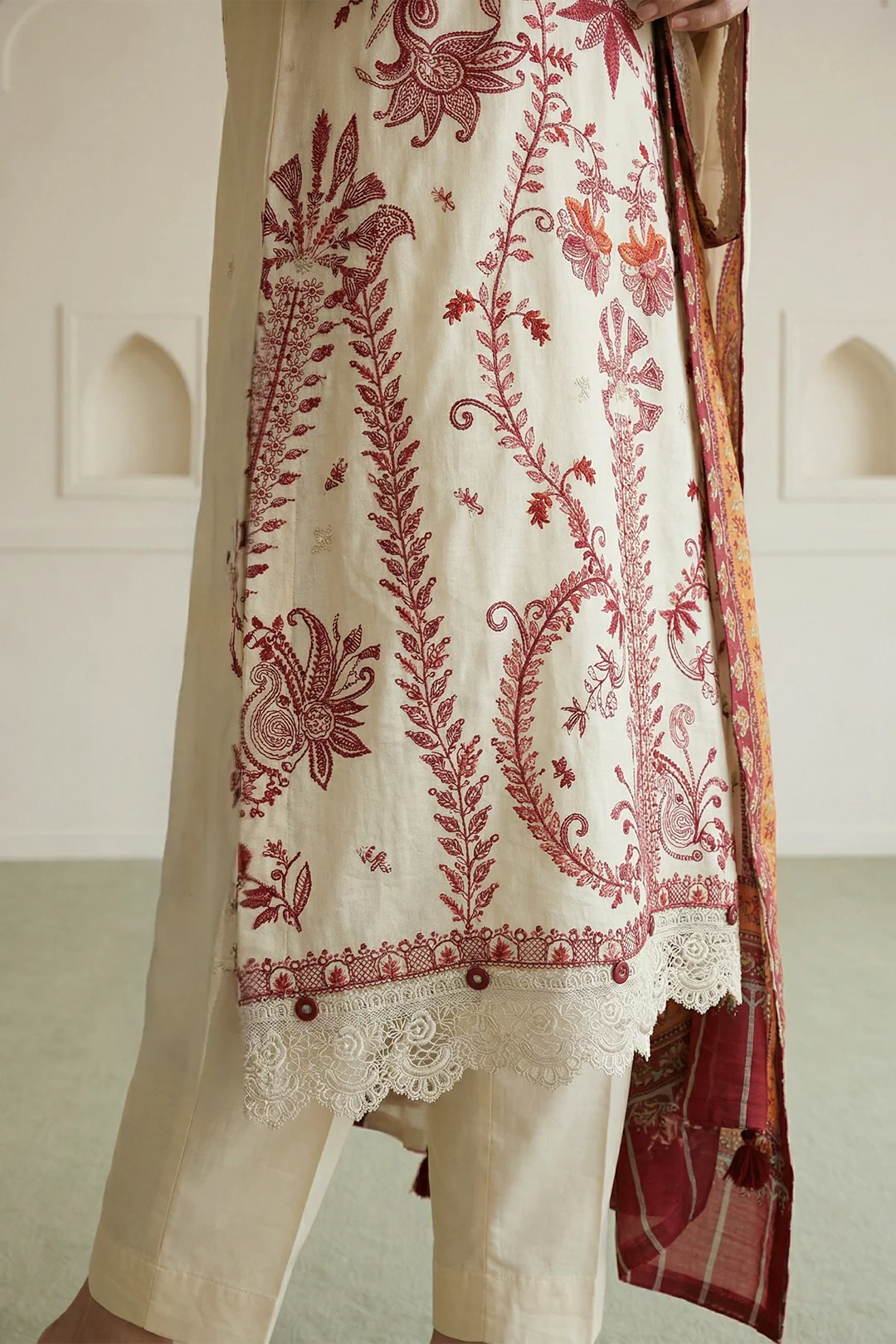 Embroidered Shirt Shalwar Dupatta - 0912 - Image 5