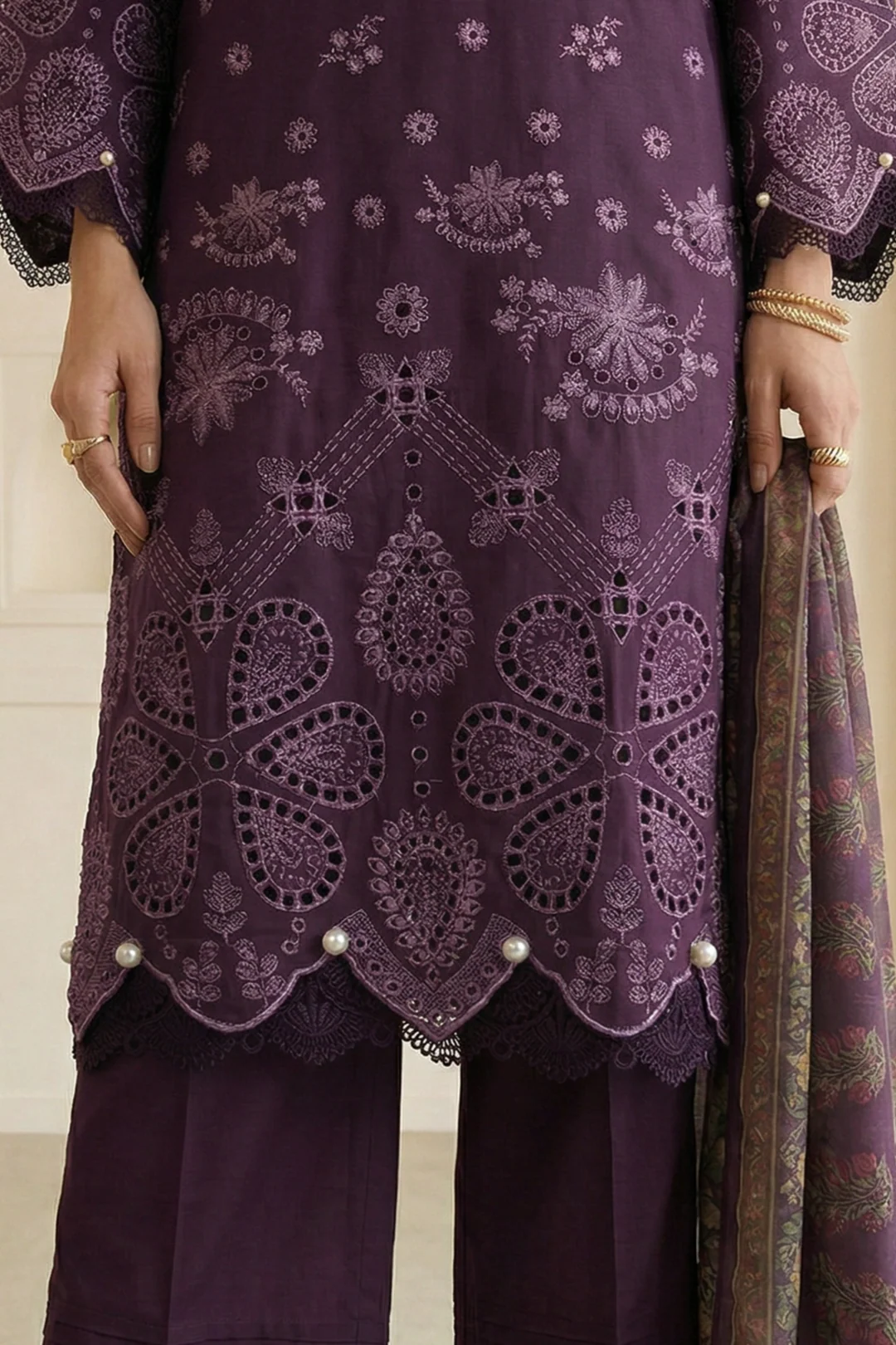 Embroidered Shirt Shalwar Dupatta - 0916 - Image 6