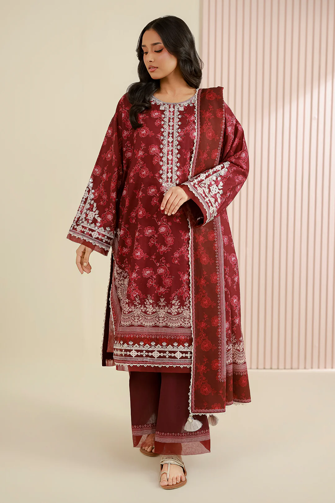 Embroidered Shirt Shalwar Dupatta - 0968 - Image 6