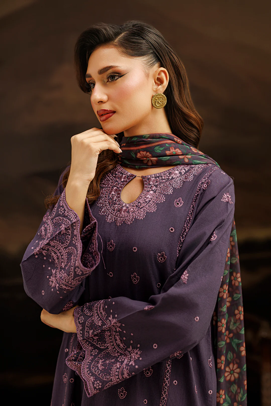 Embroidered Shirt Shalwar Dupatta - 0980 - Image 4