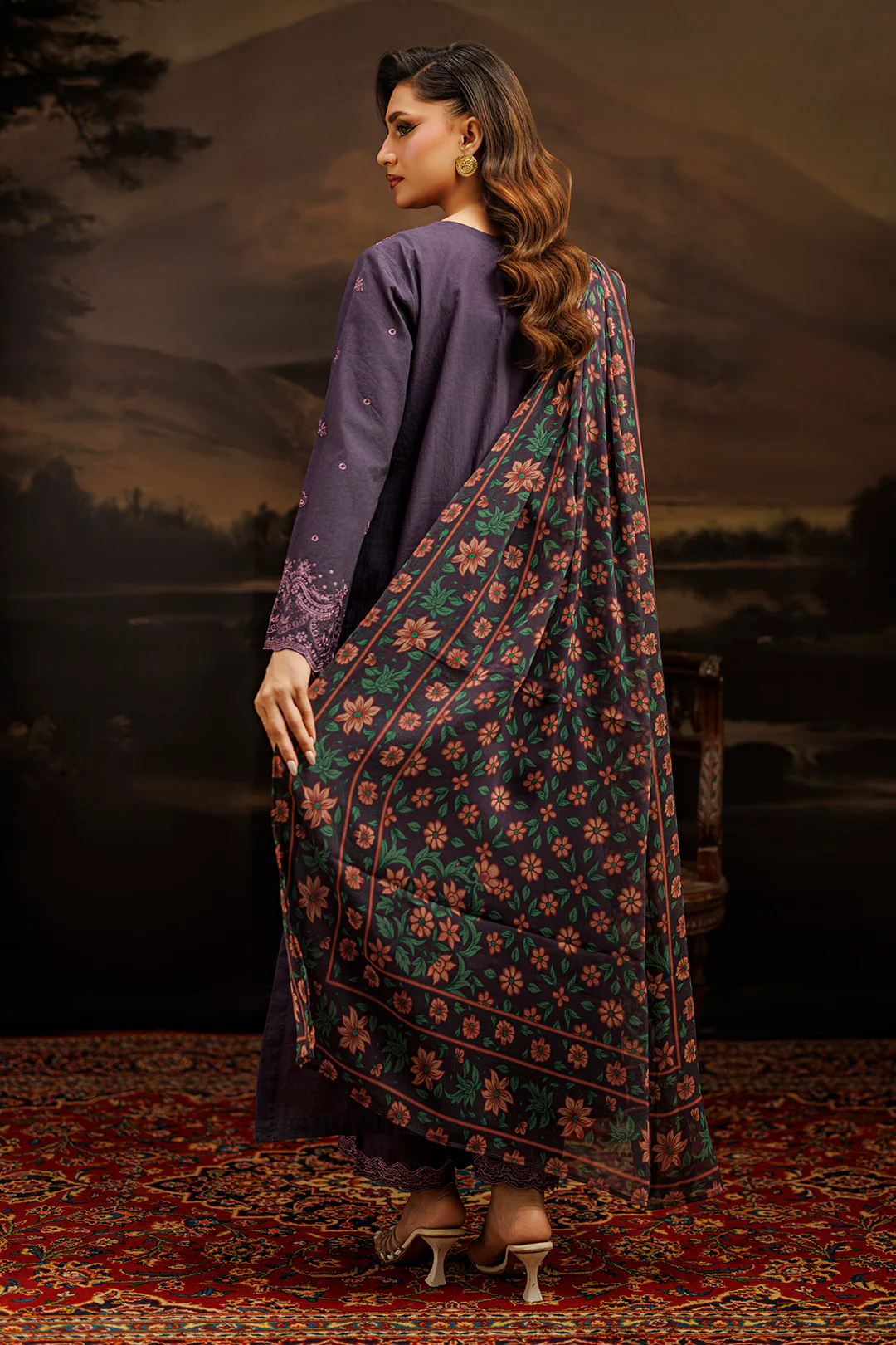 Embroidered Shirt Shalwar Dupatta - 0980 - Image 9