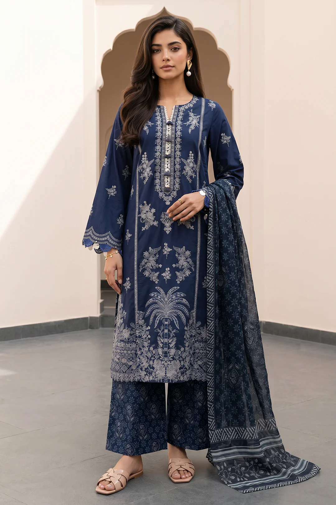 Embroidered Shirt Shalwar Dupatta - 0982
