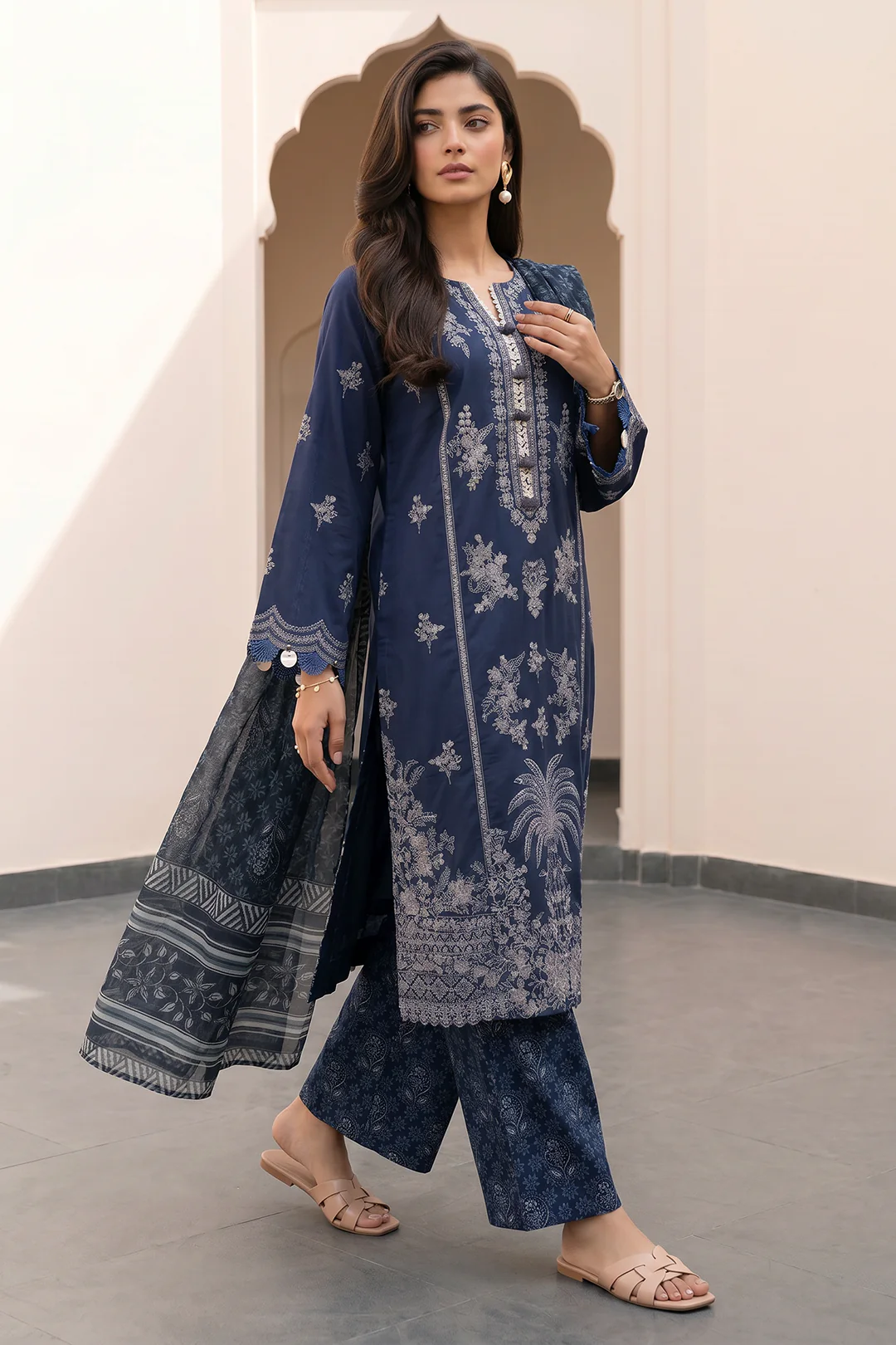 Embroidered Shirt Shalwar Dupatta - 0982 - Image 2