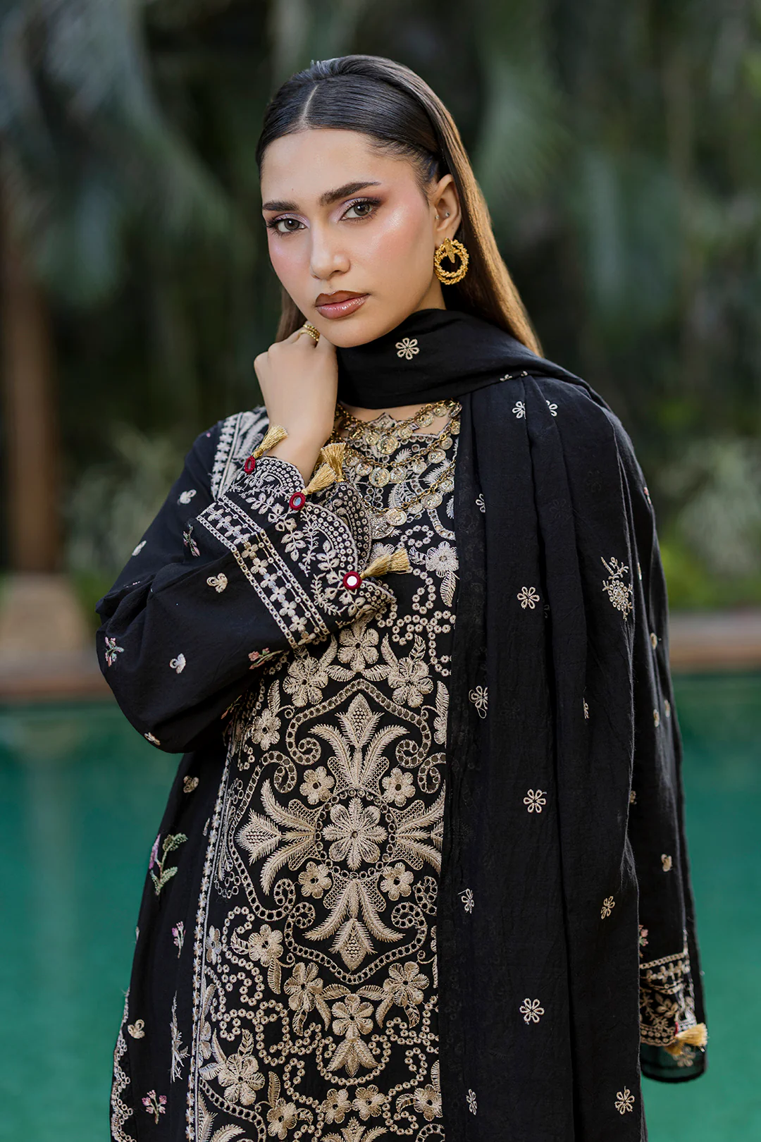 Embroidered Shirt Shalwar Dupatta - 0988 - Image 2