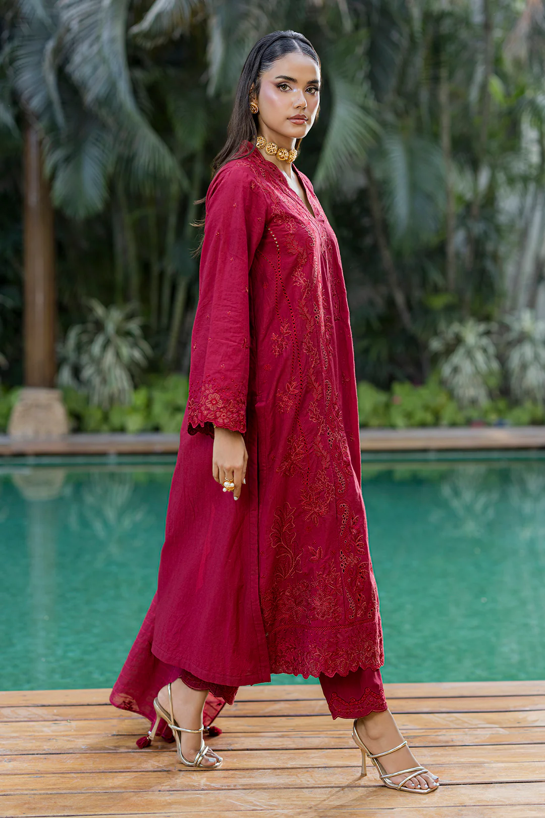 Embroidered Shirt Shalwar Dupatta - 0990 - Image 3