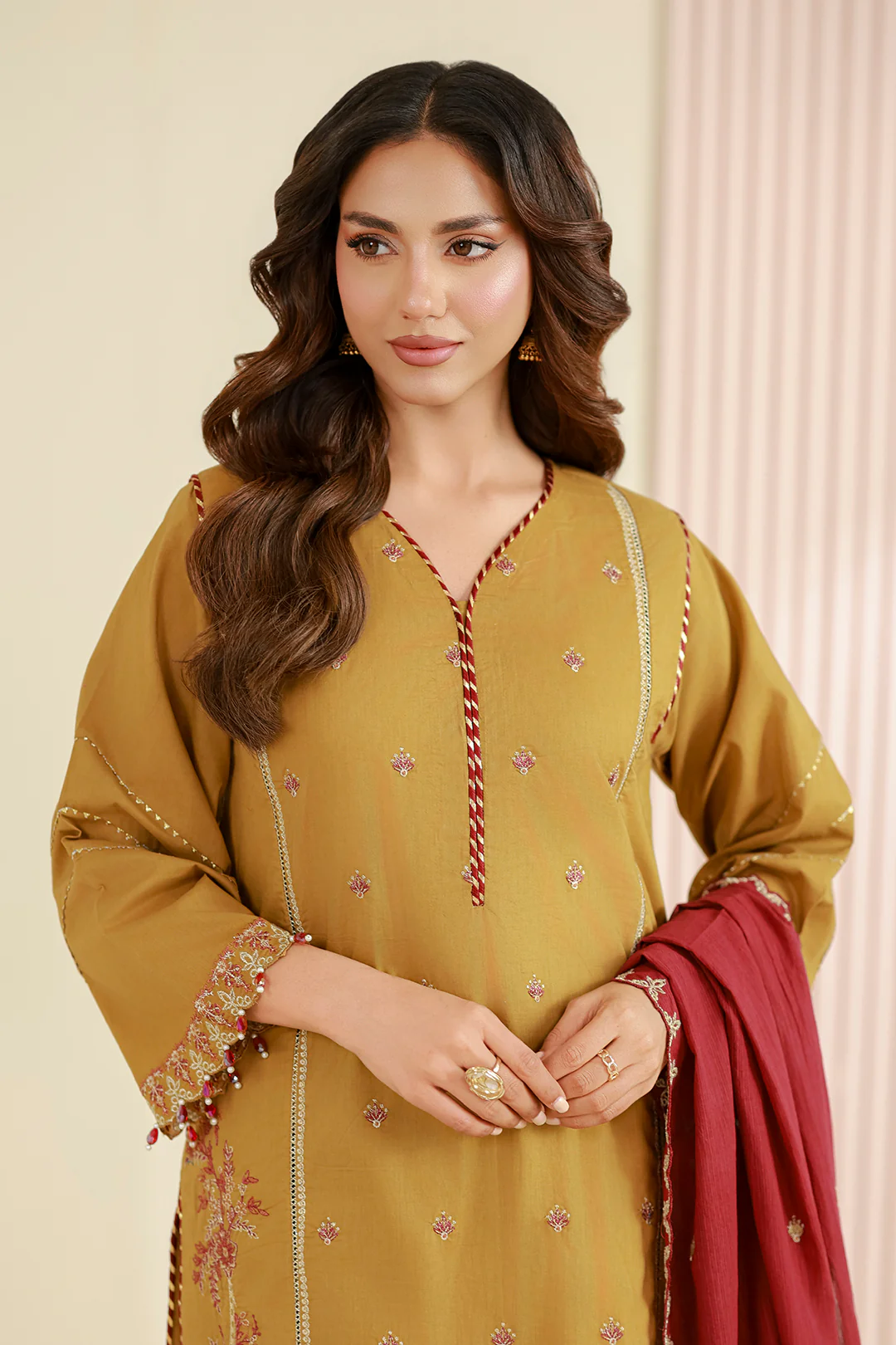 Embroidered Shirt Shalwar Dupatta - 1043 - Image 2