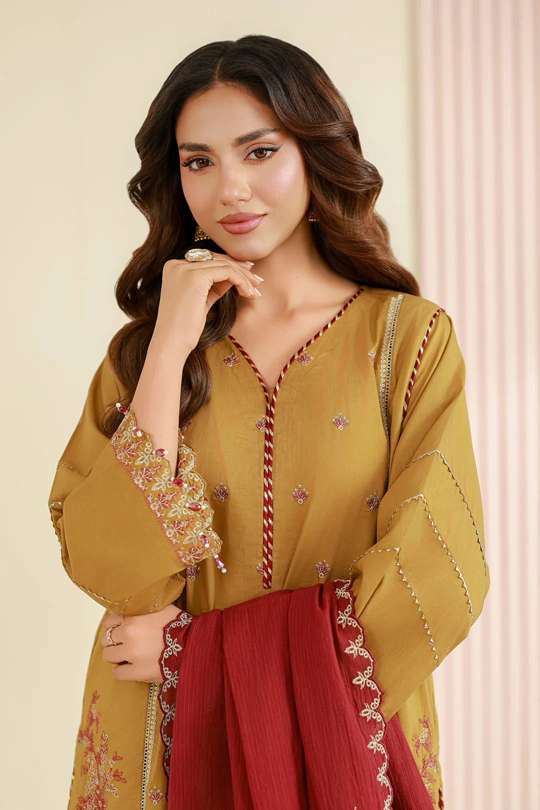 Embroidered Shirt Shalwar Dupatta - 1043 - Image 3