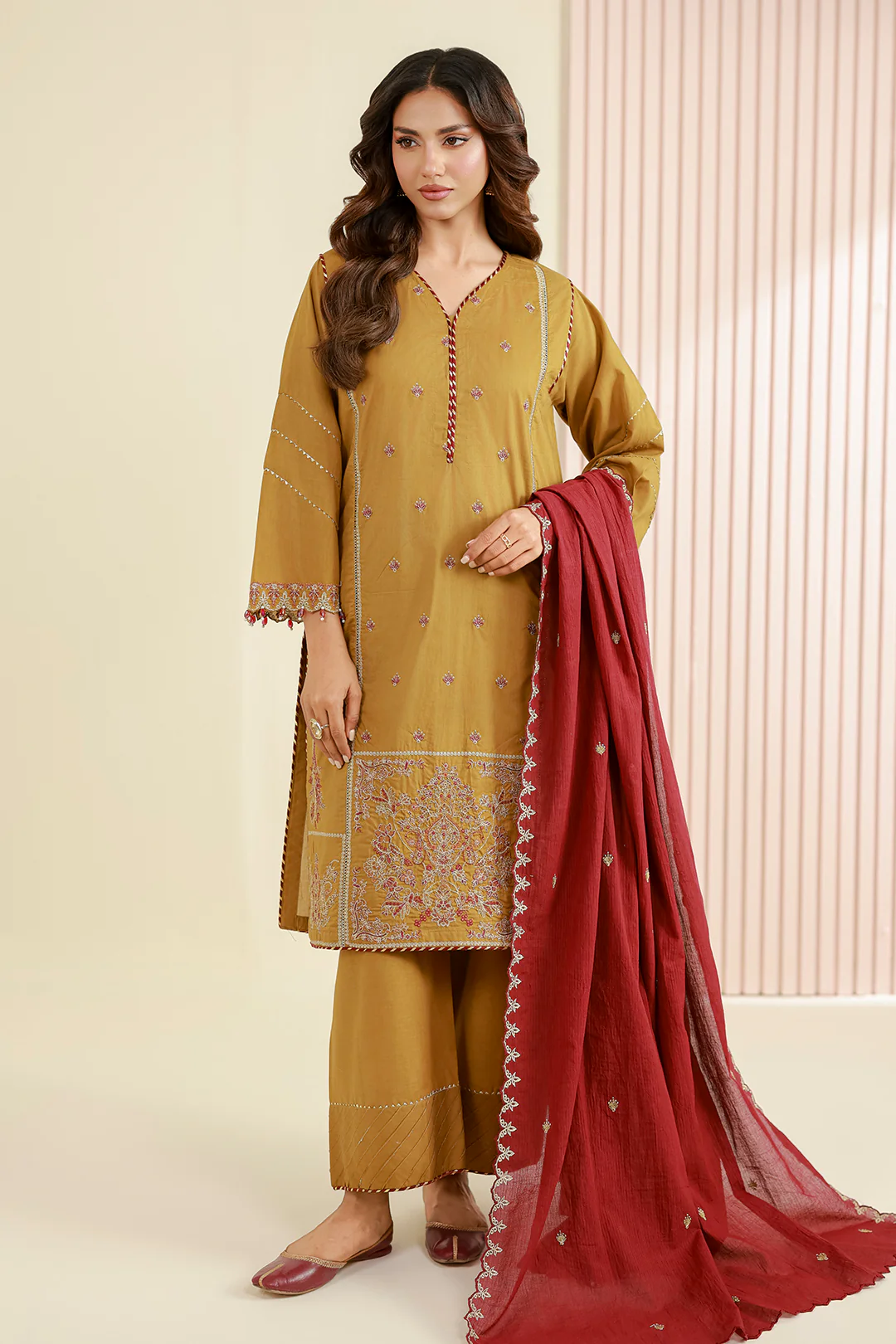 Embroidered Shirt Shalwar Dupatta - 1043 - Image 5