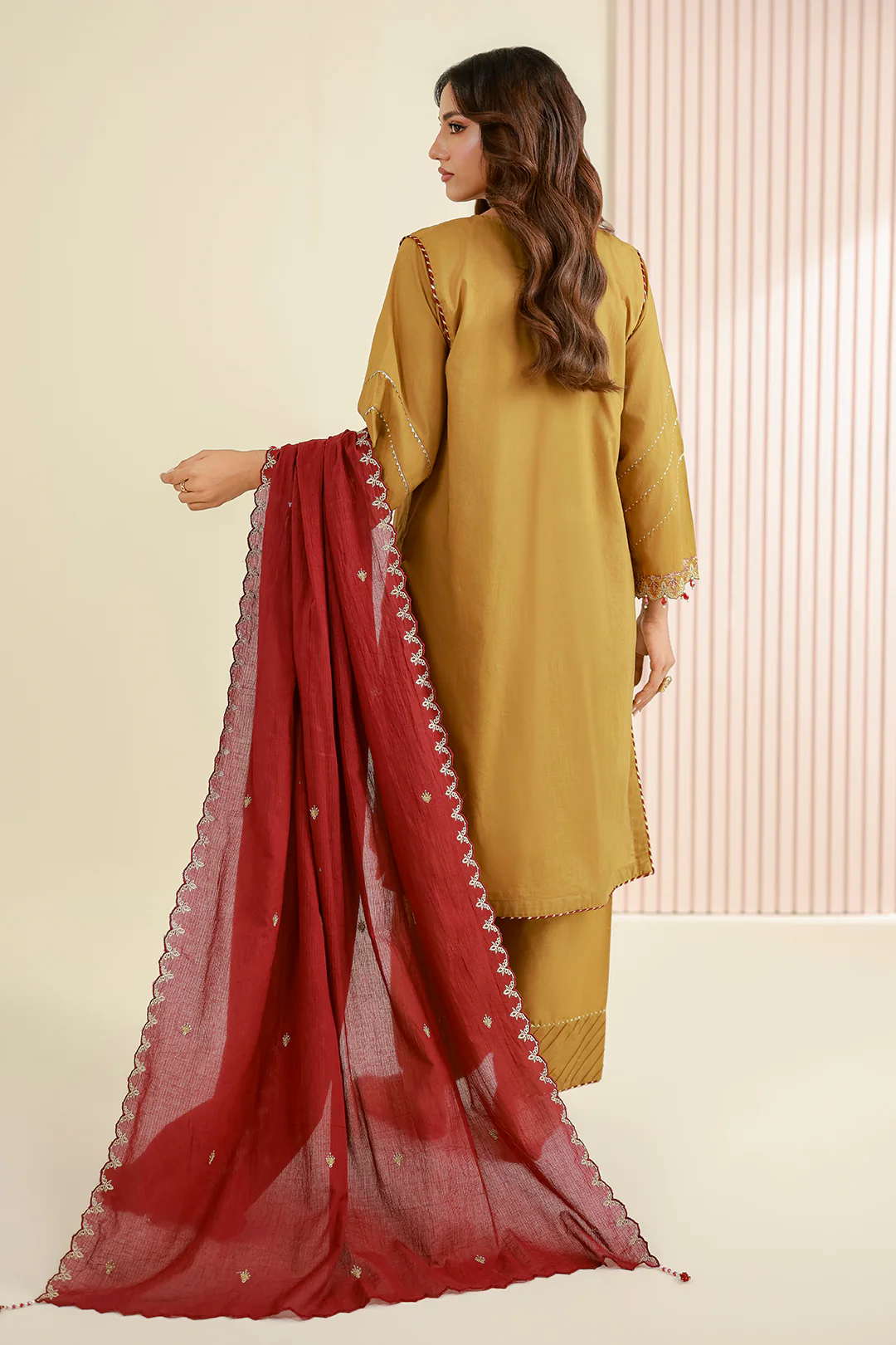 Embroidered Shirt Shalwar Dupatta - 1043 - Image 9
