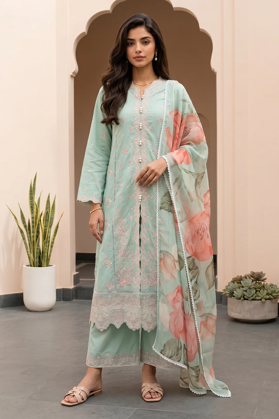 Embroidered Shirt Shalwar Dupatta - 1048