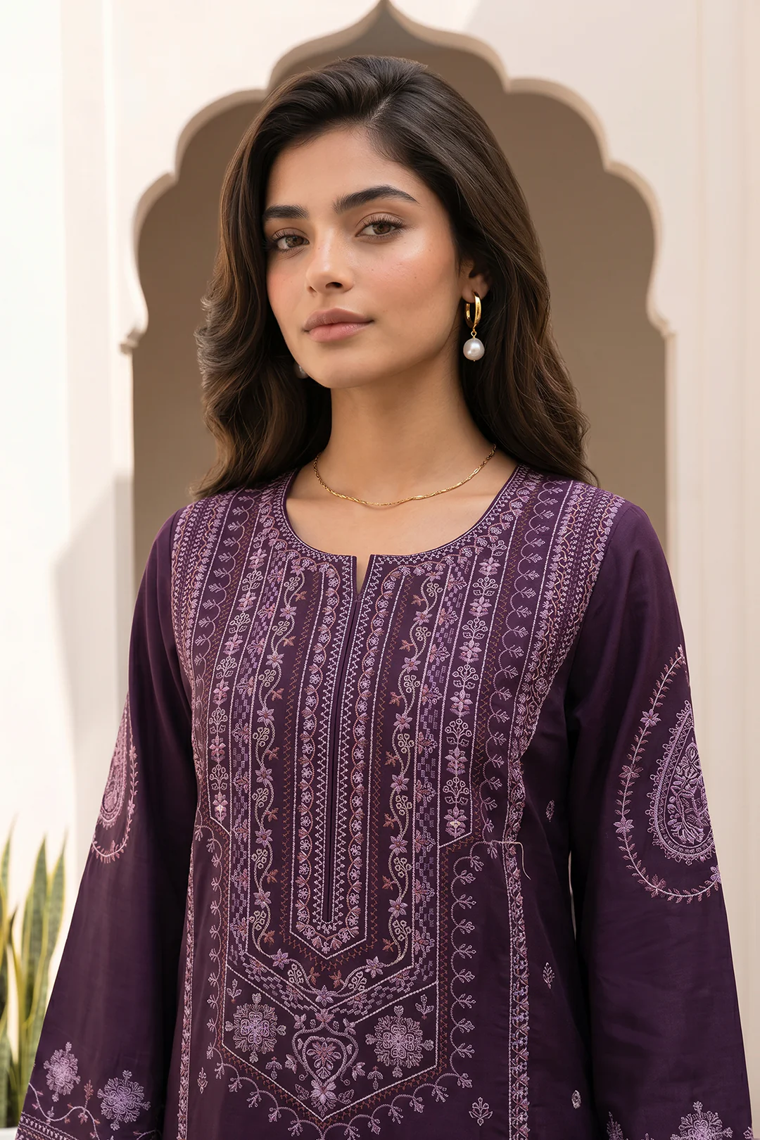 Embroidered Shirt Shalwar Dupatta - 1054 - Image 3