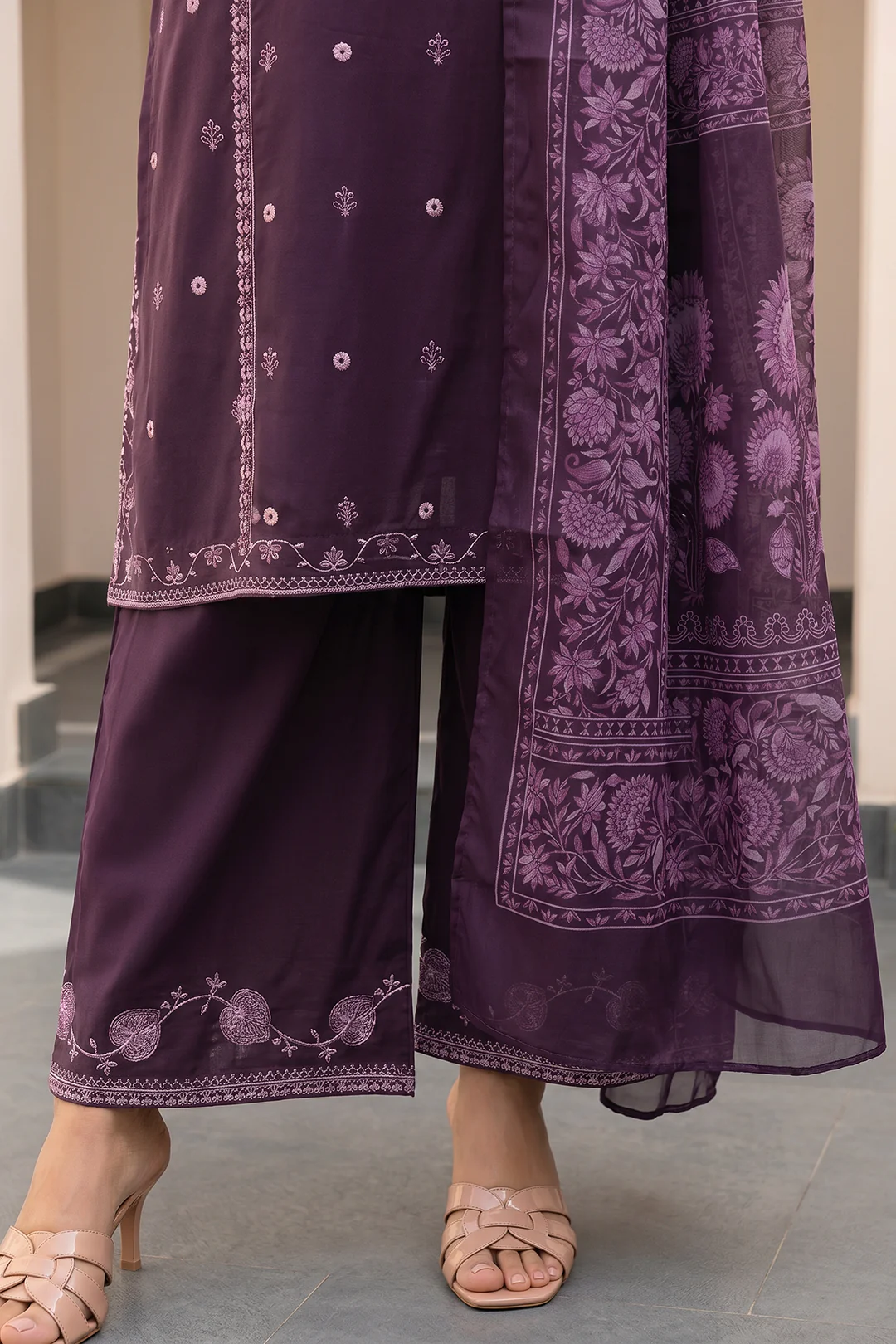 Embroidered Shirt Shalwar Dupatta - 1054 - Image 4
