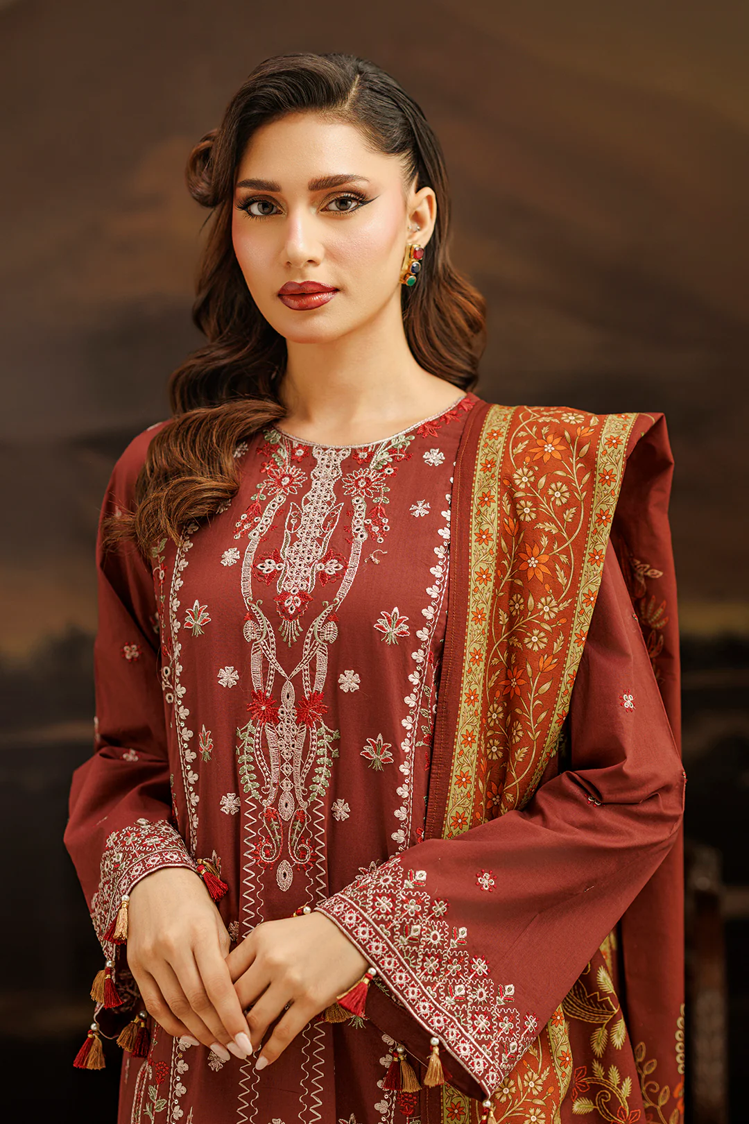 Embroidered Shirt Shalwar Dupatta - 1056 - Image 3