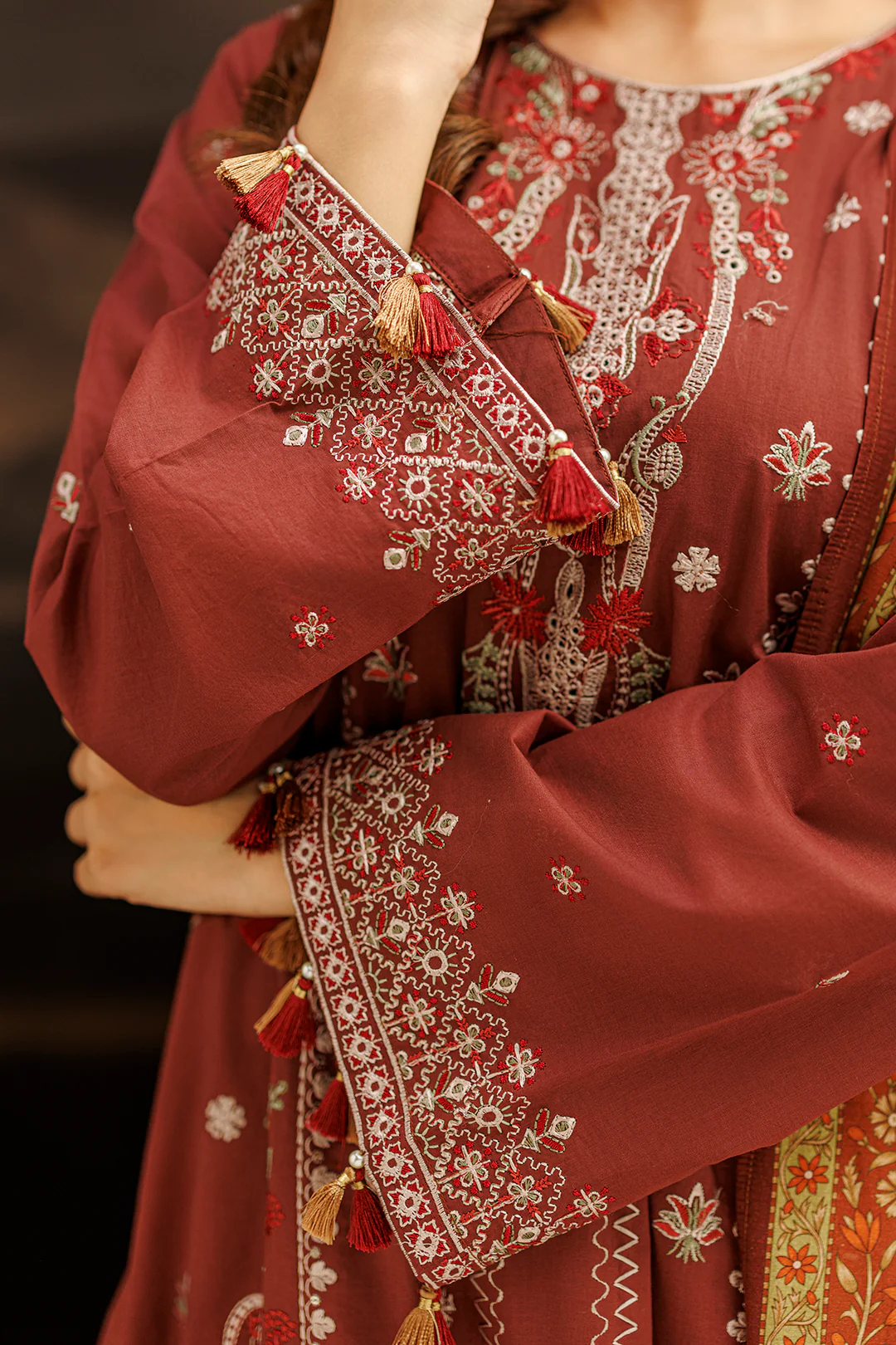 Embroidered Shirt Shalwar Dupatta - 1056 - Image 4