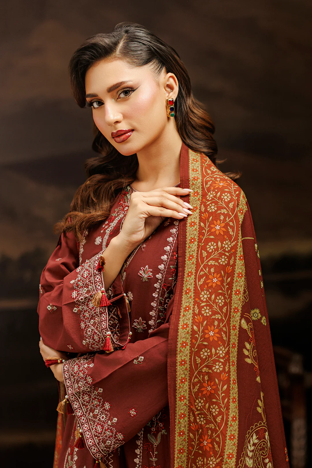 Embroidered Shirt Shalwar Dupatta - 1056 - Image 9