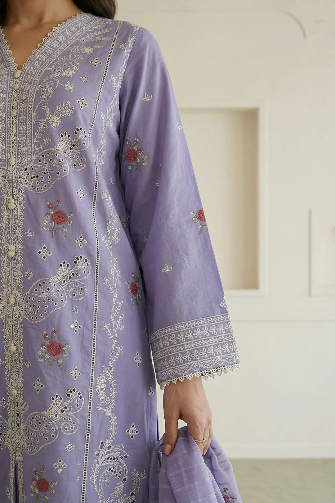 Embroidered Shirt Shalwar Dupatta - 1058 - Image 4