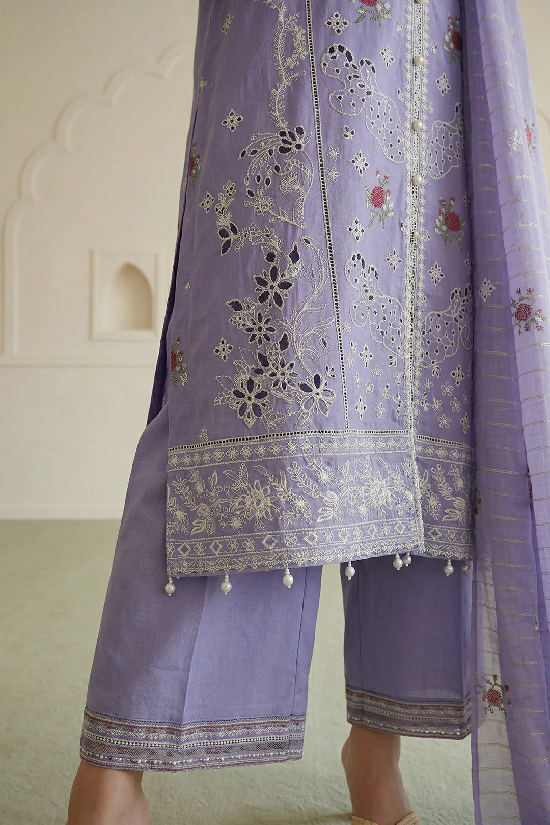 Embroidered Shirt Shalwar Dupatta - 1058 - Image 5