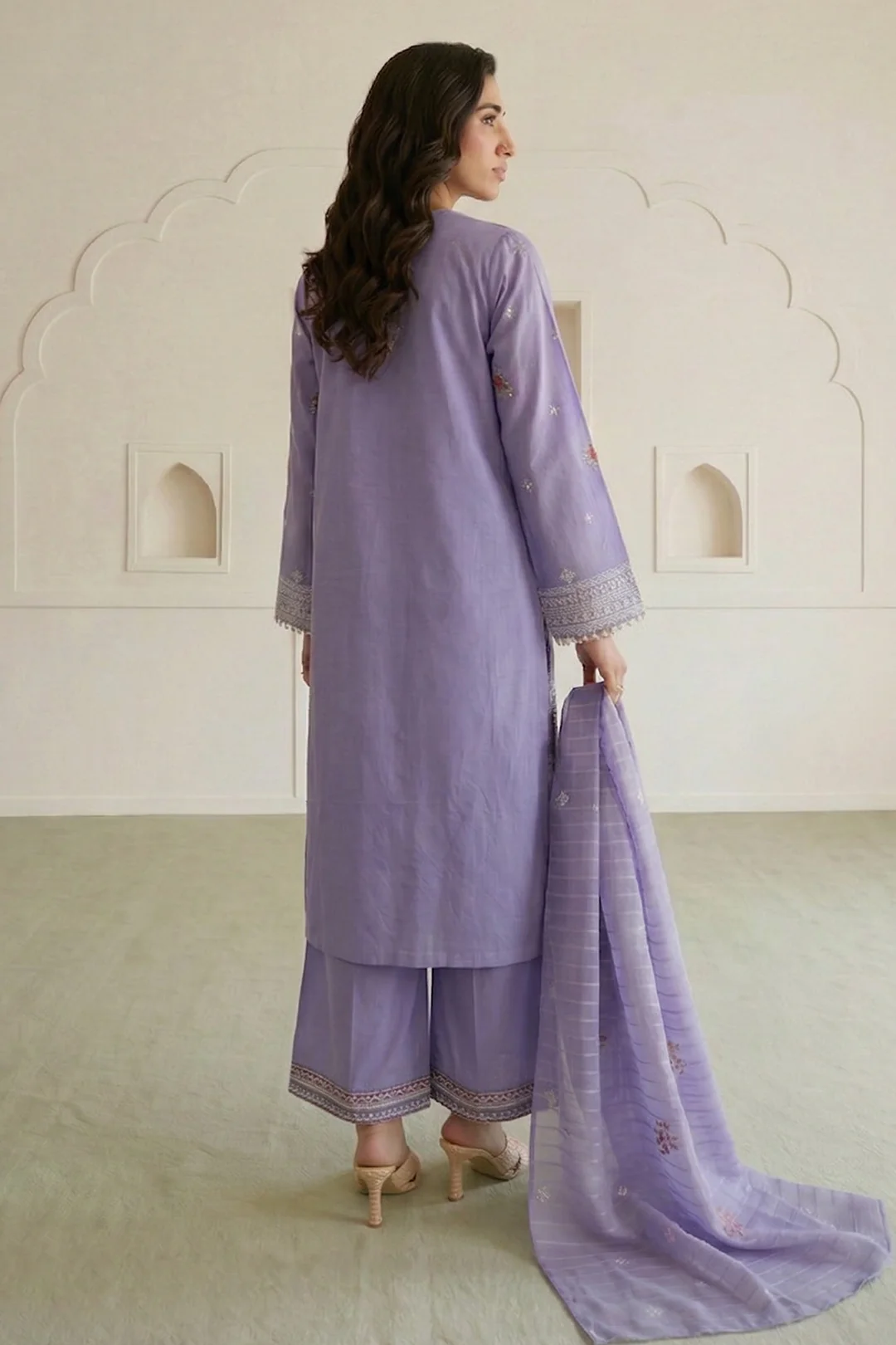 Embroidered Shirt Shalwar Dupatta - 1058 - Image 6