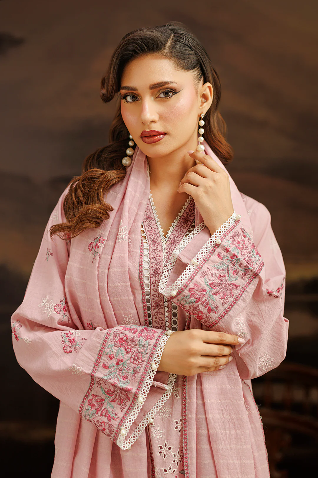 Embroidered Shirt Shalwar Dupatta - 1060 - Image 2