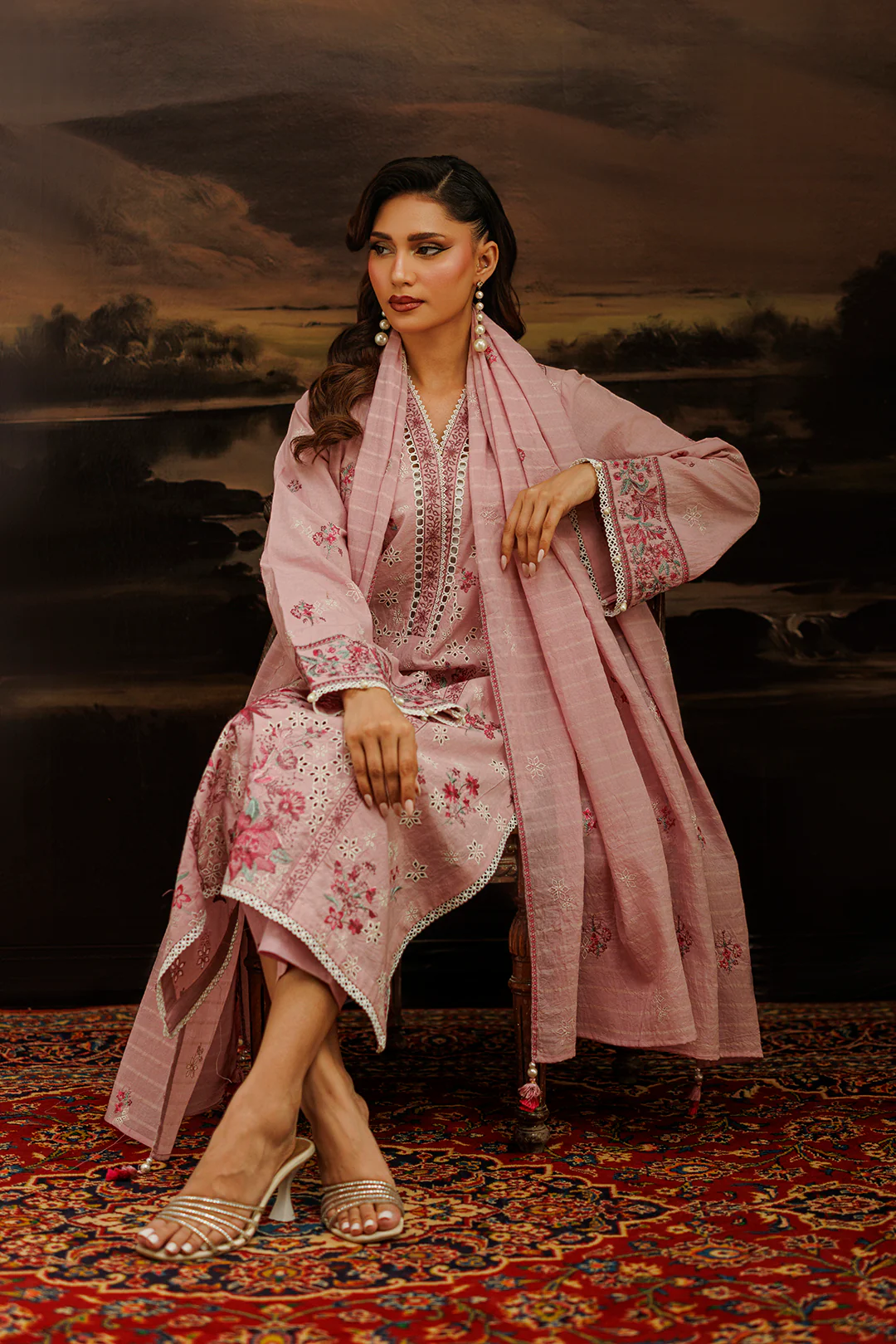 Embroidered Shirt Shalwar Dupatta - 1060 - Image 4