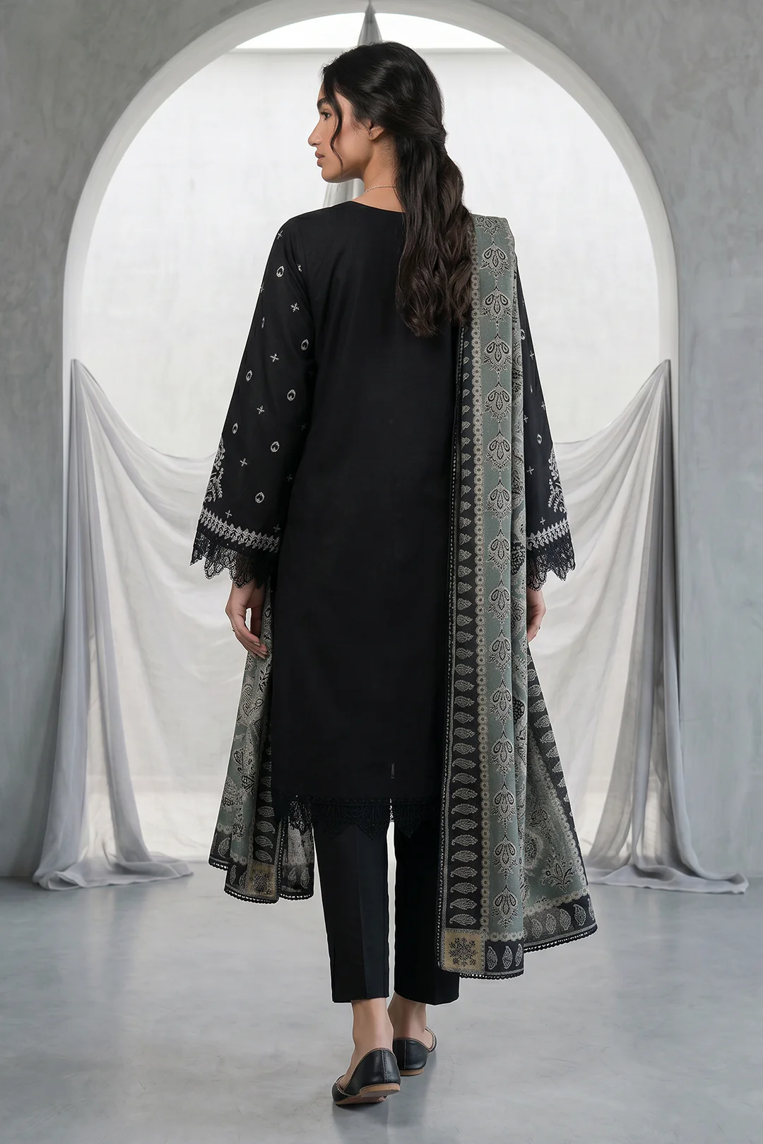 Embroidered Shirt Shalwar Dupatta - 1166 - Image 6