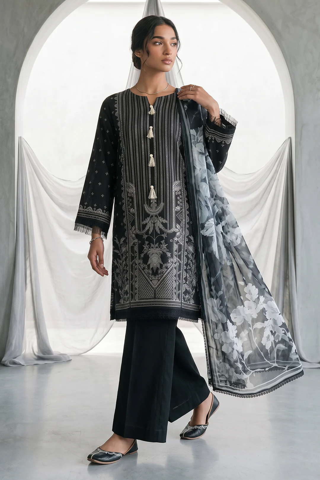 Embroidered Shirt Shalwar Dupatta - 1167 - Image 3