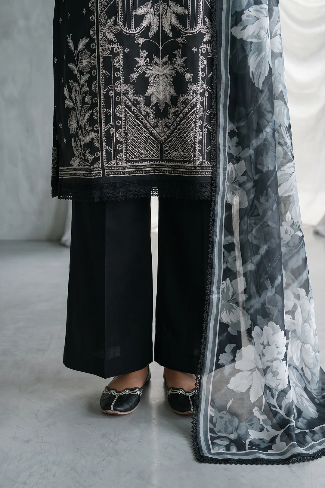 Embroidered Shirt Shalwar Dupatta - 1167 - Image 4