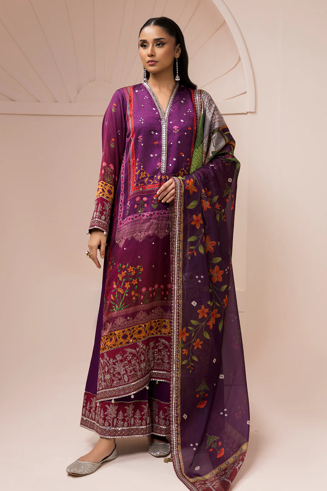 Embroidered Shirt Shalwar Dupatta - 1181 - Image 4